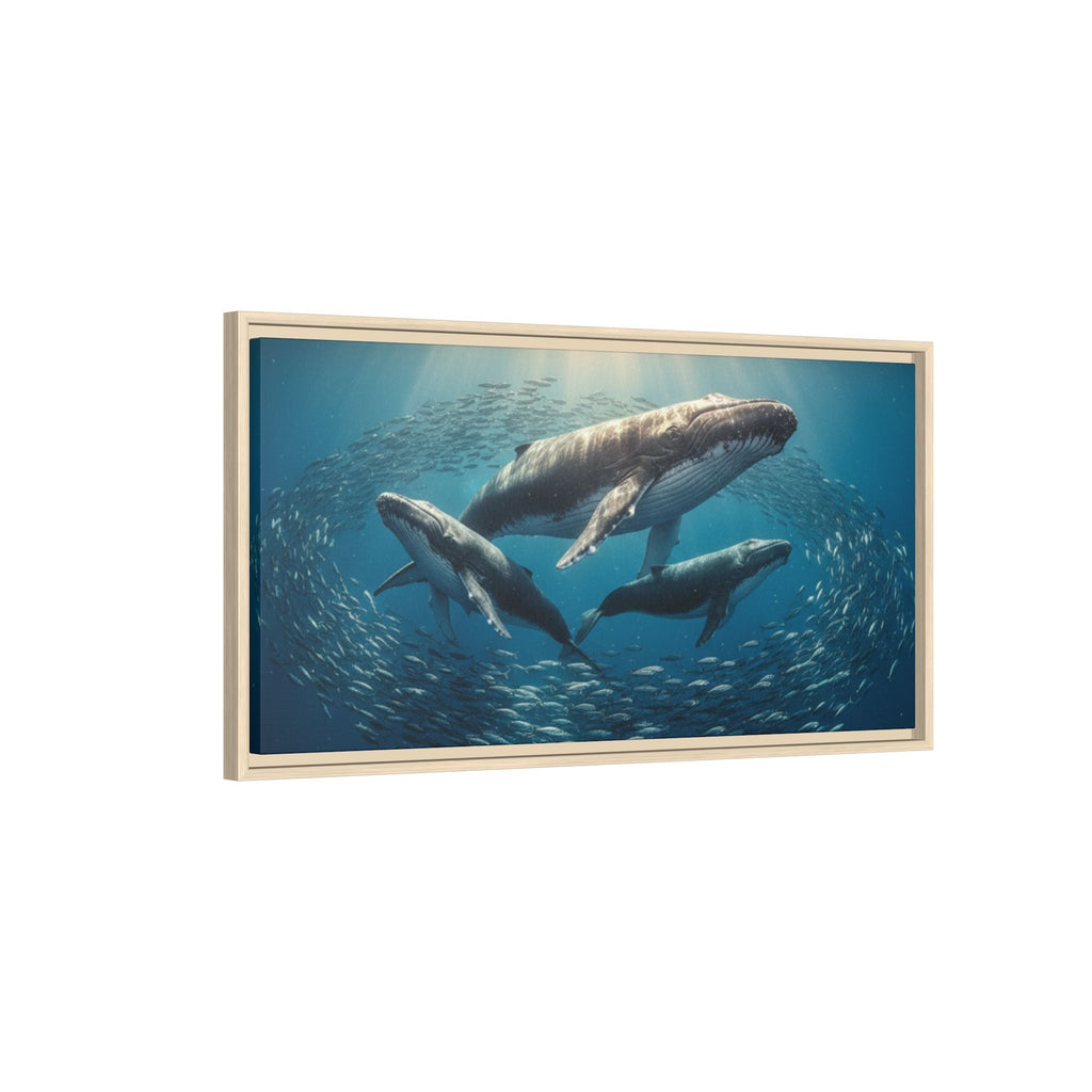 Whale Family Canvas Wall Art - Framed - Stunning