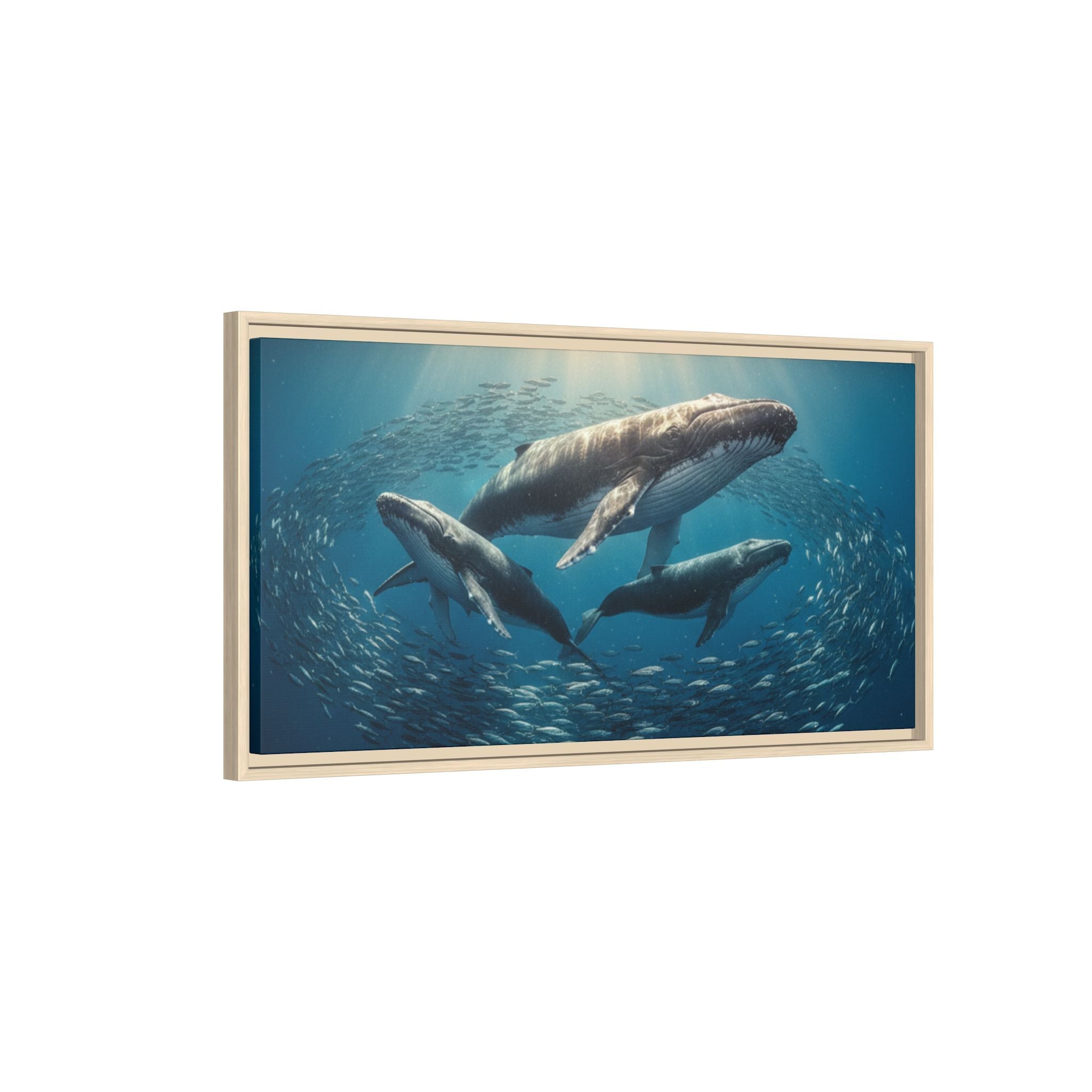 Whale Family Canvas Wall Art - Framed - Stunning