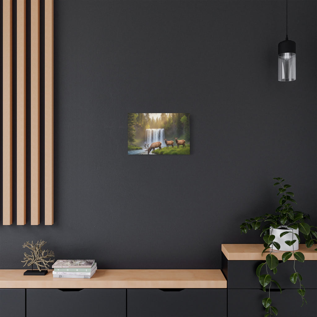Waterfall Elk Canvas