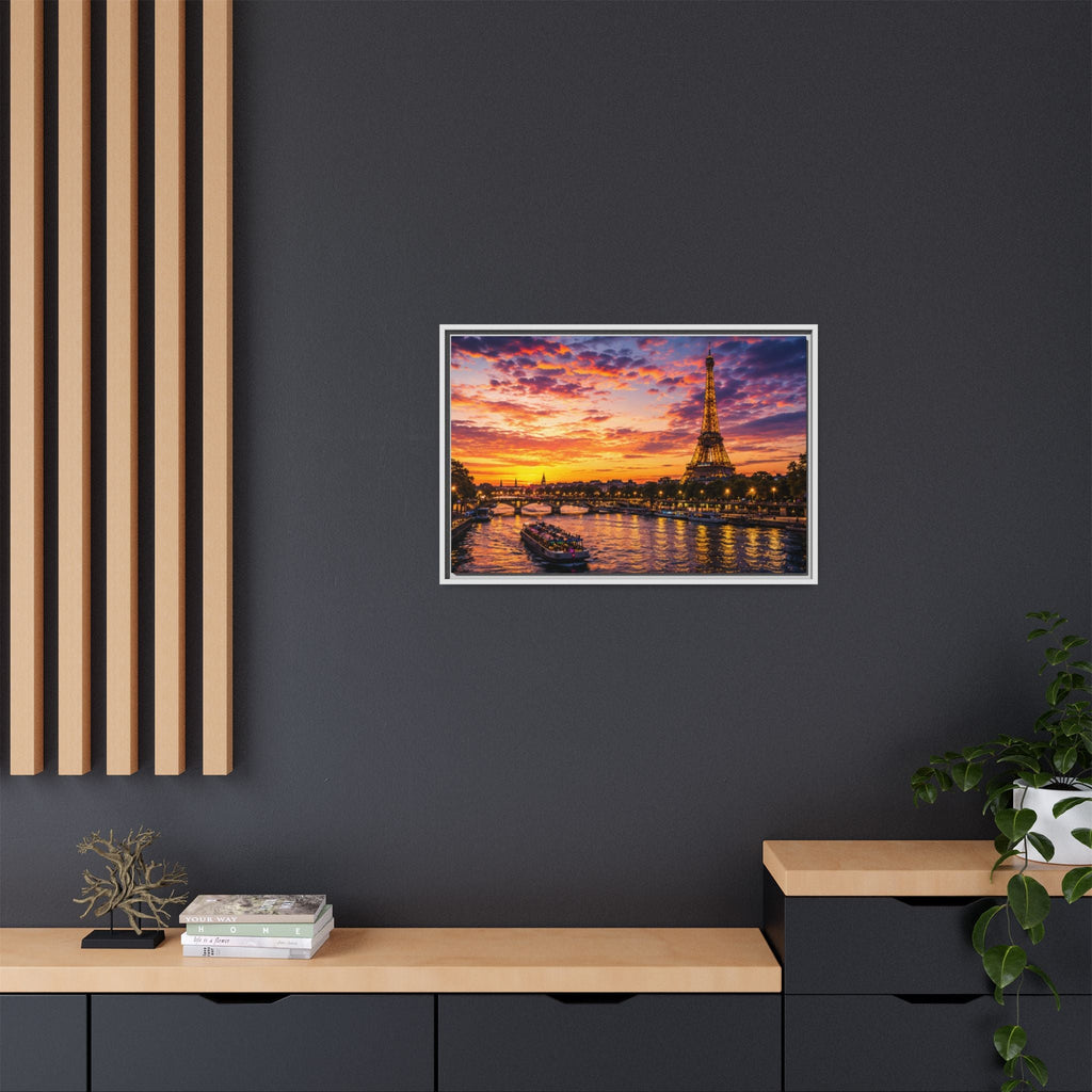 Paris Sunset Matte Canvas Wall Art - Framed - Stunning Picture