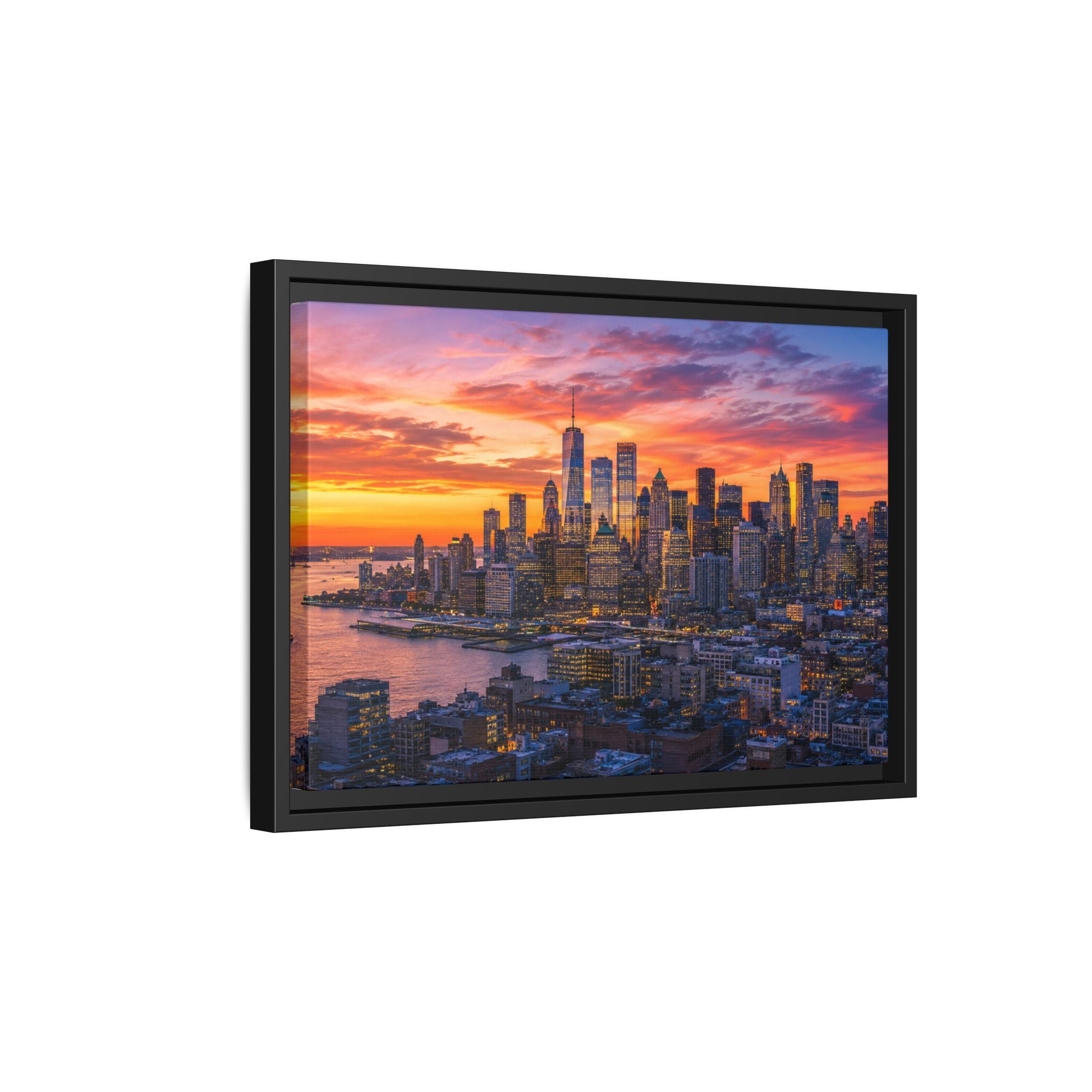 New York City Stunning — Vibrant Skyline Sunset Canvas Wall Art