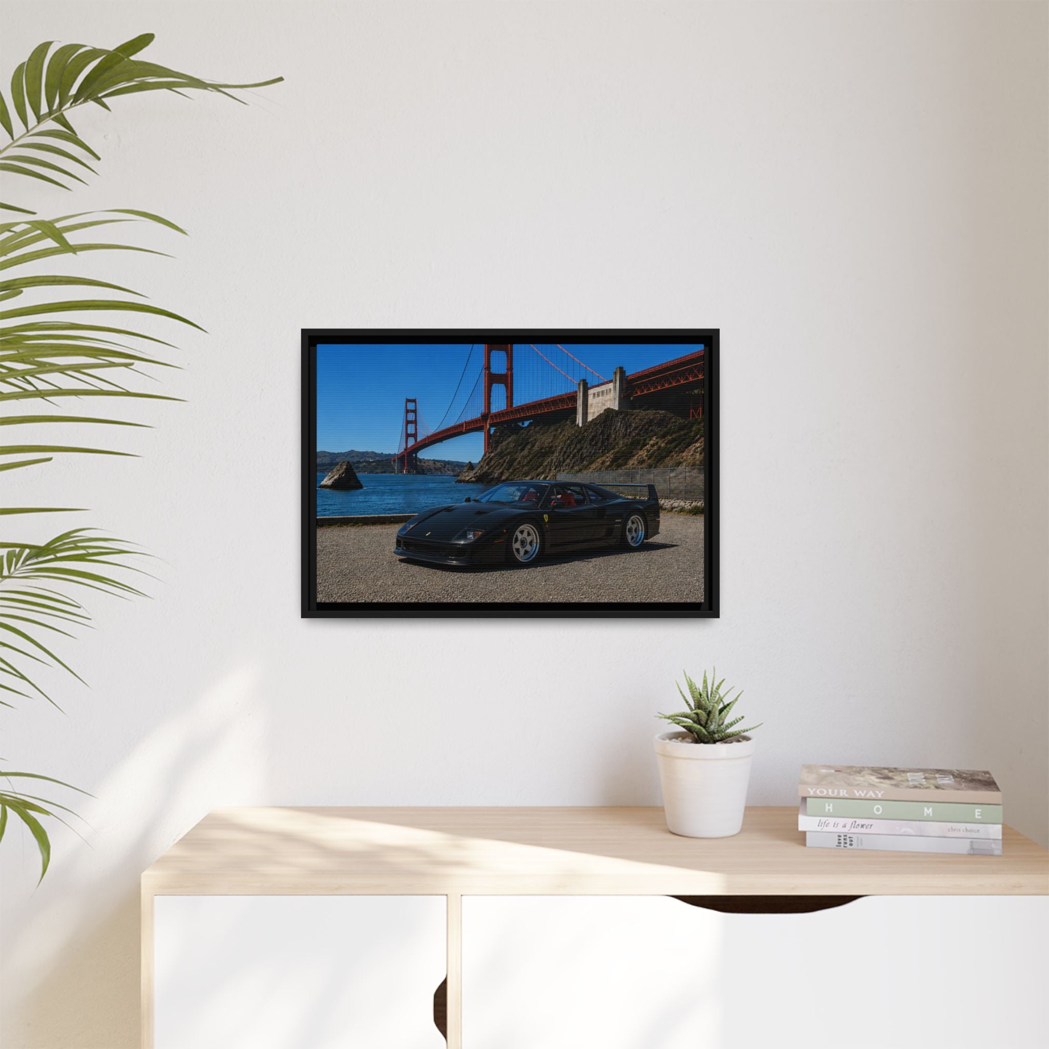 Ferrari F40 1987 At Golden Gate — Stunning Framed Matte Canvas Wall Art