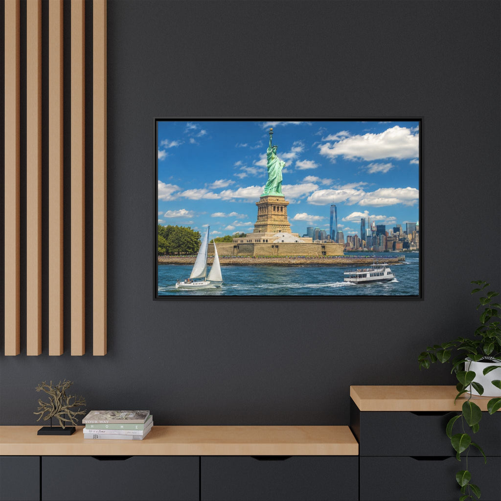 Statue of Liberty Matte Framed Canvas Print — New York City Landmark Wall Art