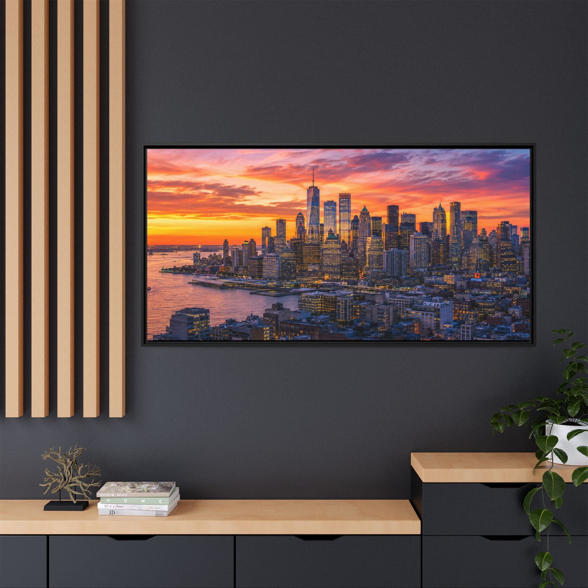 New York City Stunning — Vibrant Skyline Sunset Canvas Wall Art