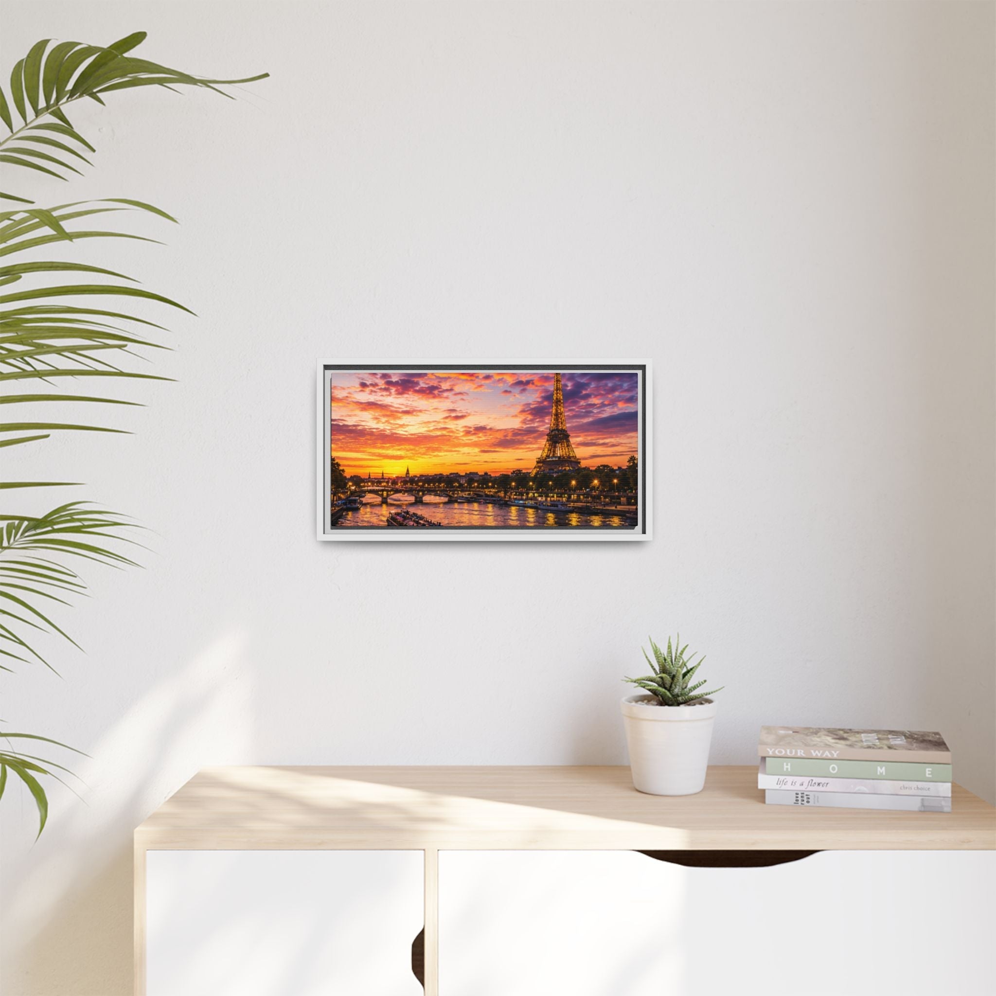 Paris Sunset Matte Canvas Wall Art - Framed - Stunning Picture