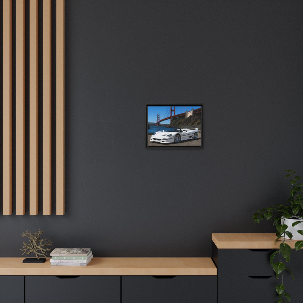 Ferrari F50 1995 — At The Golden Gate Bridge --Matte Framed Canvas Print