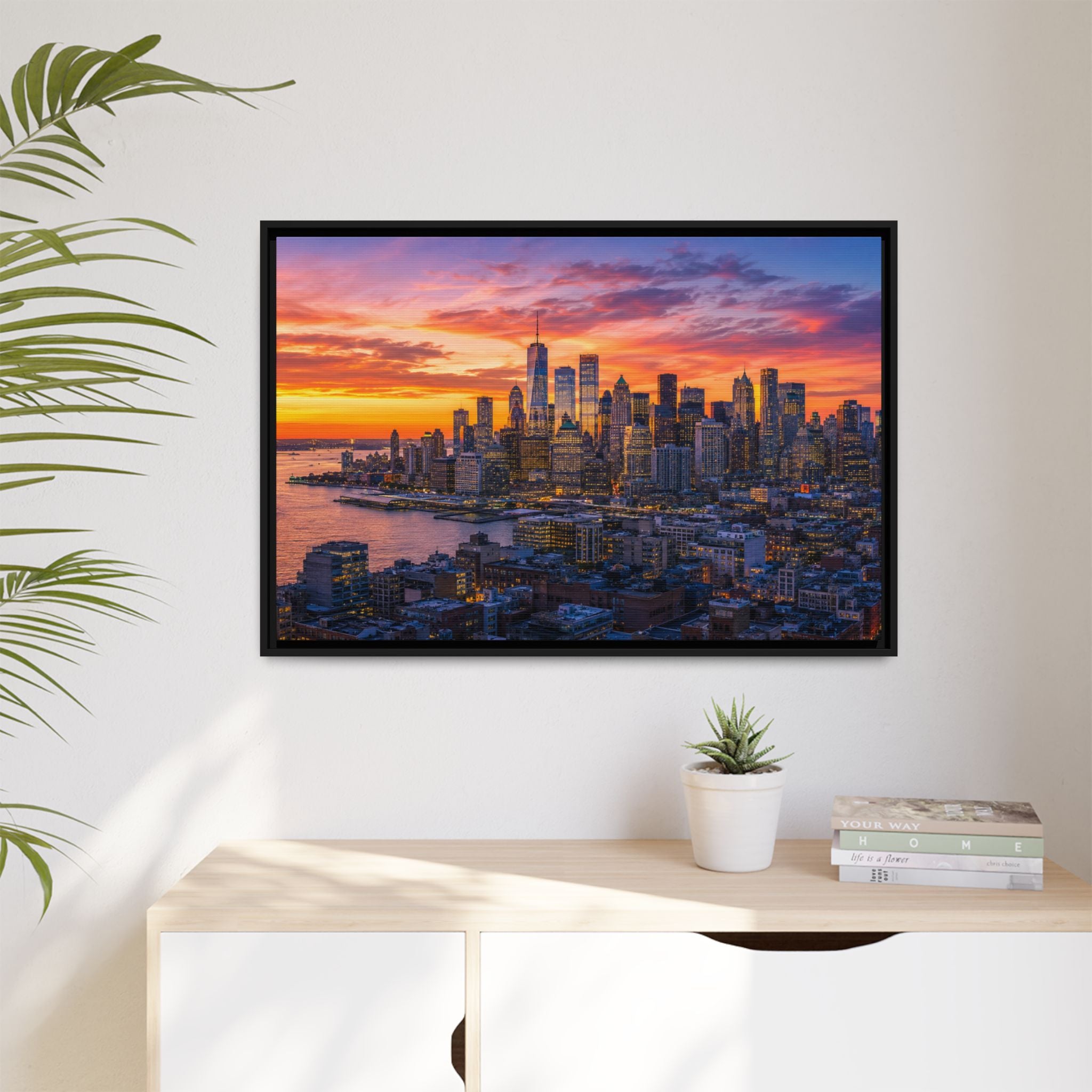 New York City Stunning — Vibrant Skyline Sunset Canvas Wall Art