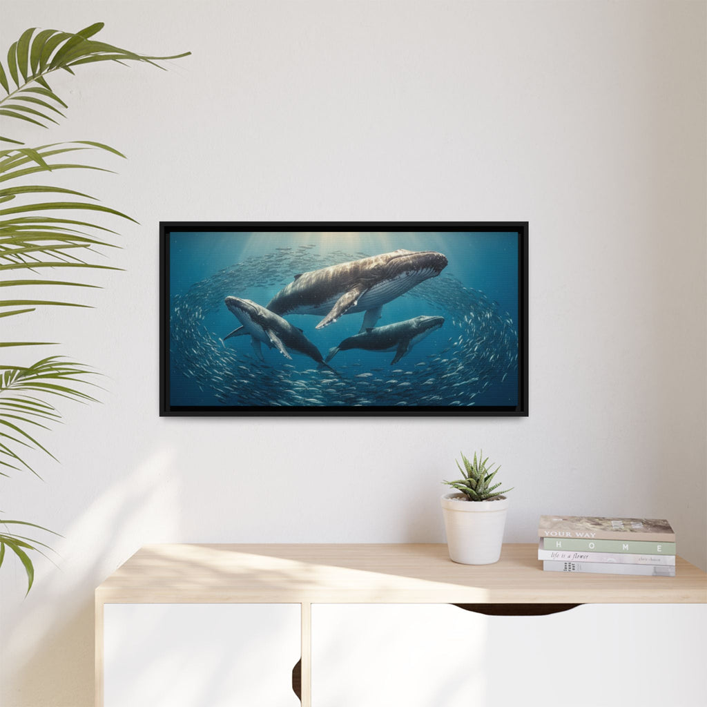 Whale Family Canvas Wall Art - Framed - Stunning
