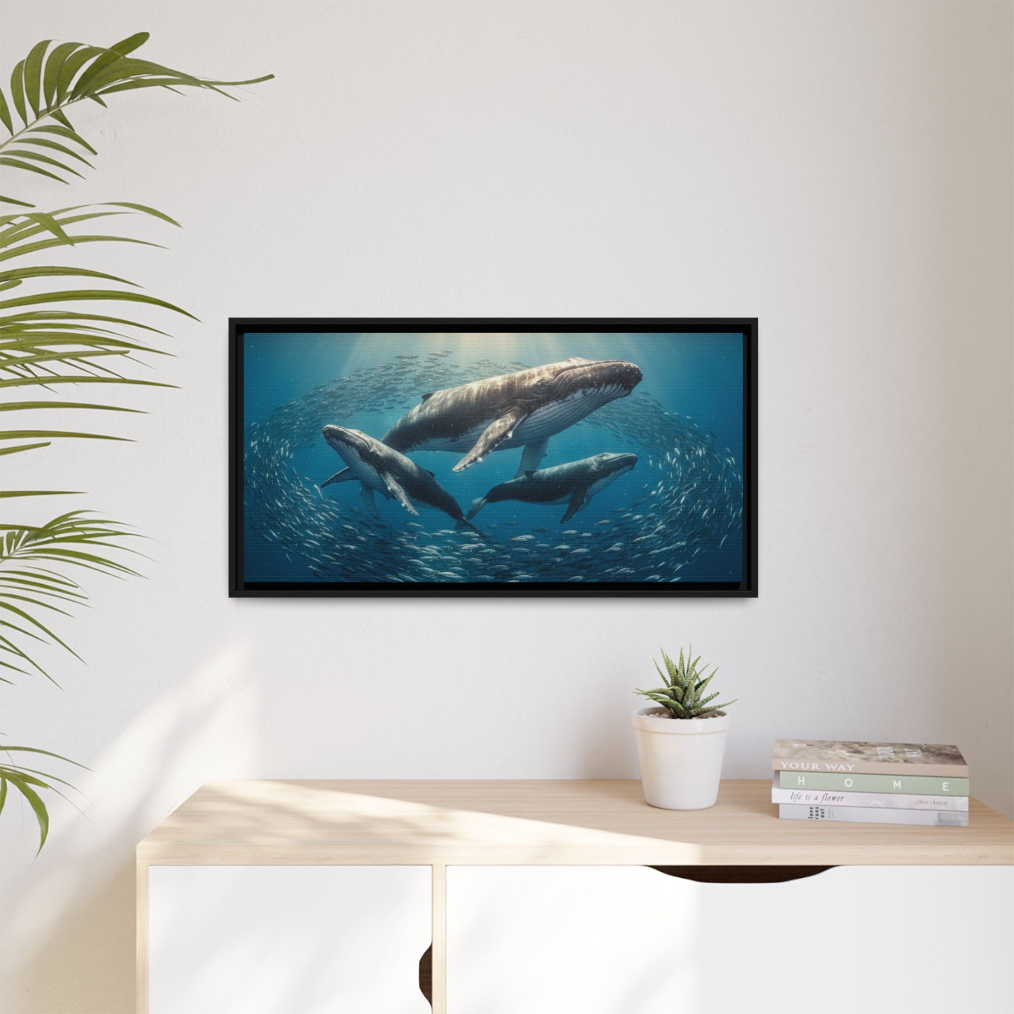 Whale Family Canvas Wall Art - Framed - Stunning
