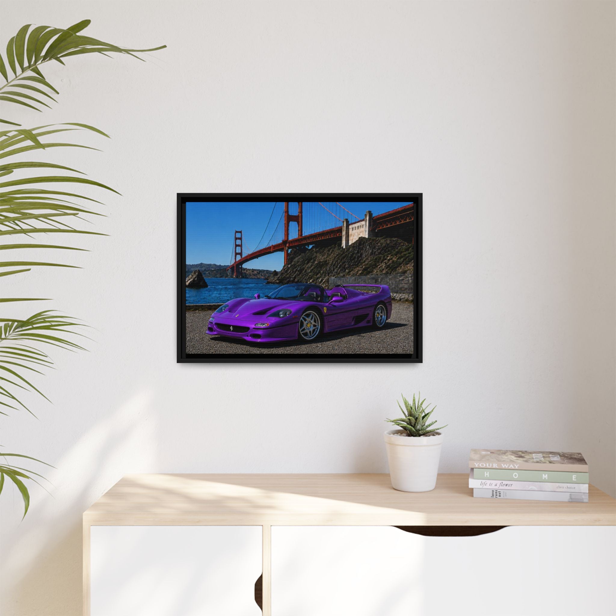 Ferrari F50 1995 — Stunning Canvas Print - At Golden Gate Bridge