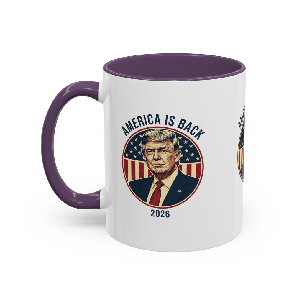 America Is Back 2026 Accent Coffee Mug — Patriotic Trump Campaign Ceramic Mug