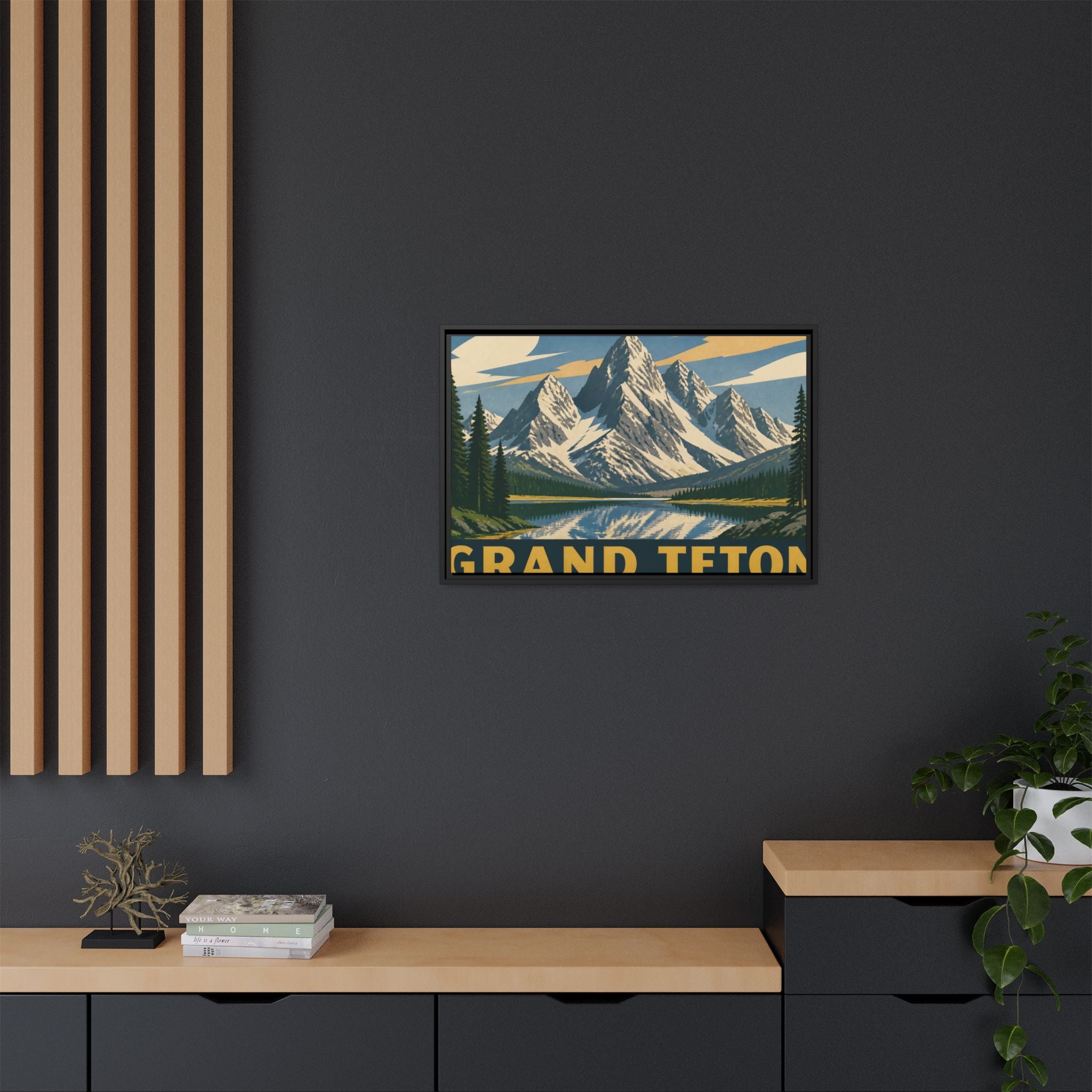 Grand Teton Vintage Travel Poster Canvas Wall Art Print Ready to Hang