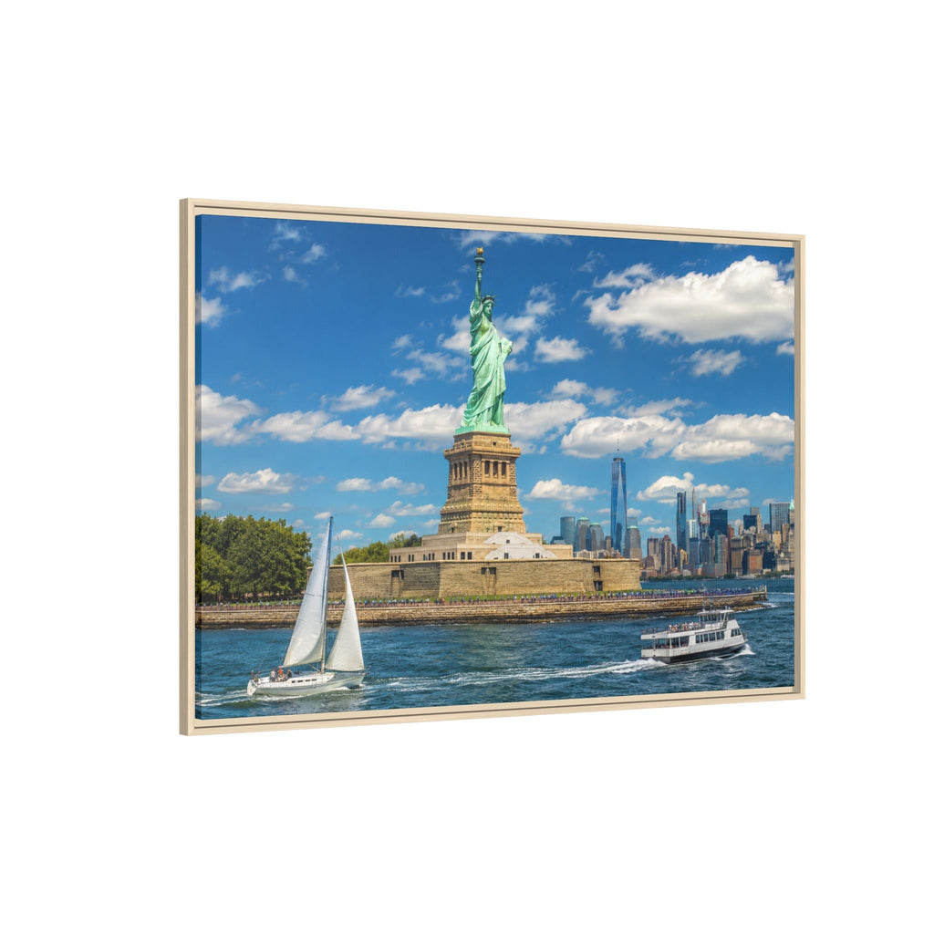 Statue of Liberty Matte Framed Canvas Print — New York City Landmark Wall Art