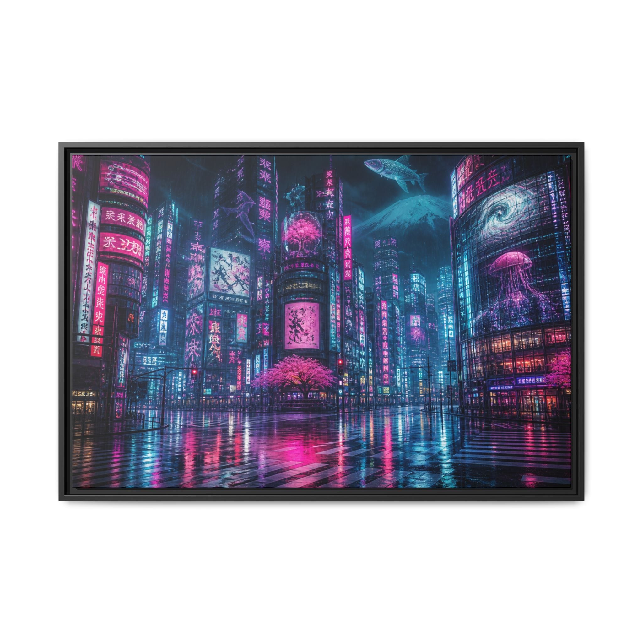 Tokyo Neon Night Canvas Wall Art Print Ready to Hang