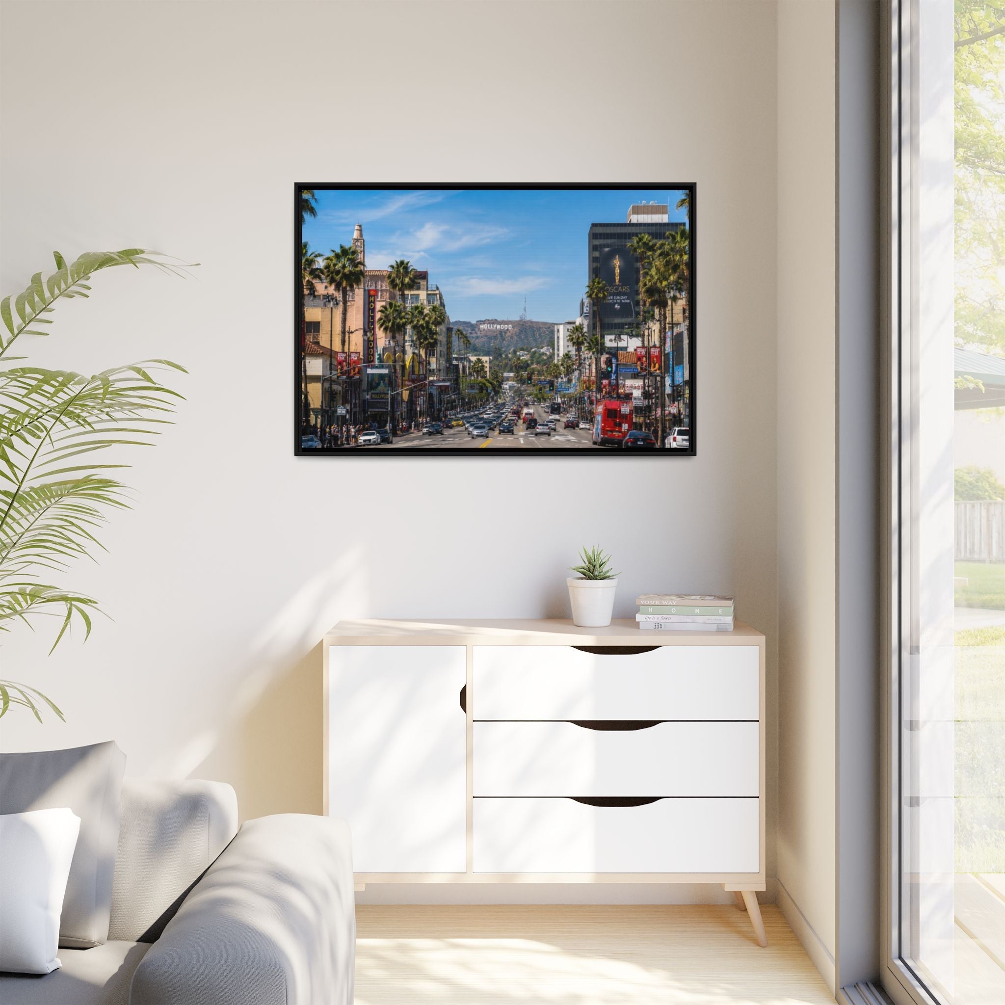 Hollywood Boulevard Matte Canvas Print — Framed Wall Art