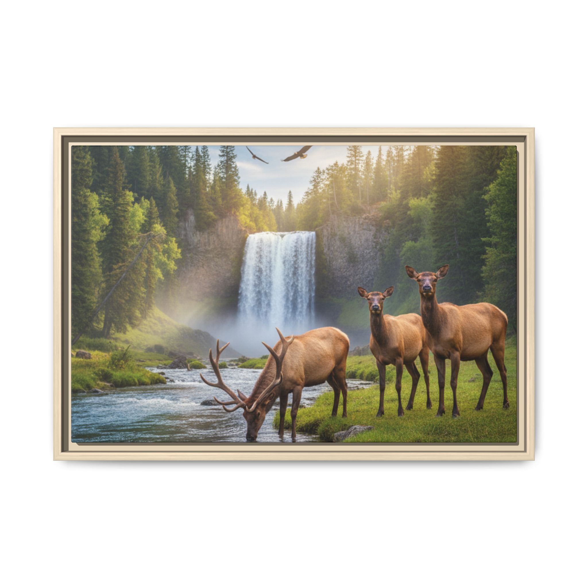 Elk Forest Landscape Wall Art - Eagles Flying - Stunning