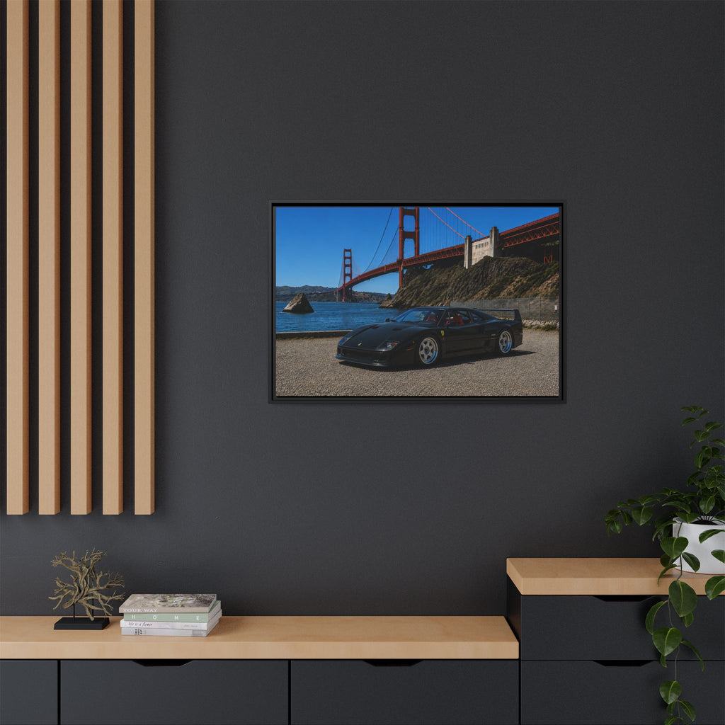 Ferrari F40 1987 At Golden Gate — Stunning Framed Matte Canvas Wall Art