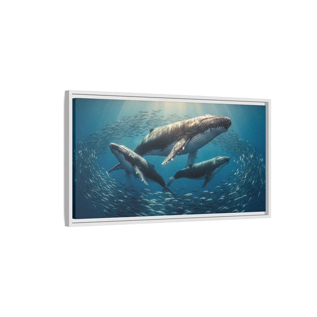 Whale Family Canvas Wall Art - Framed - Stunning