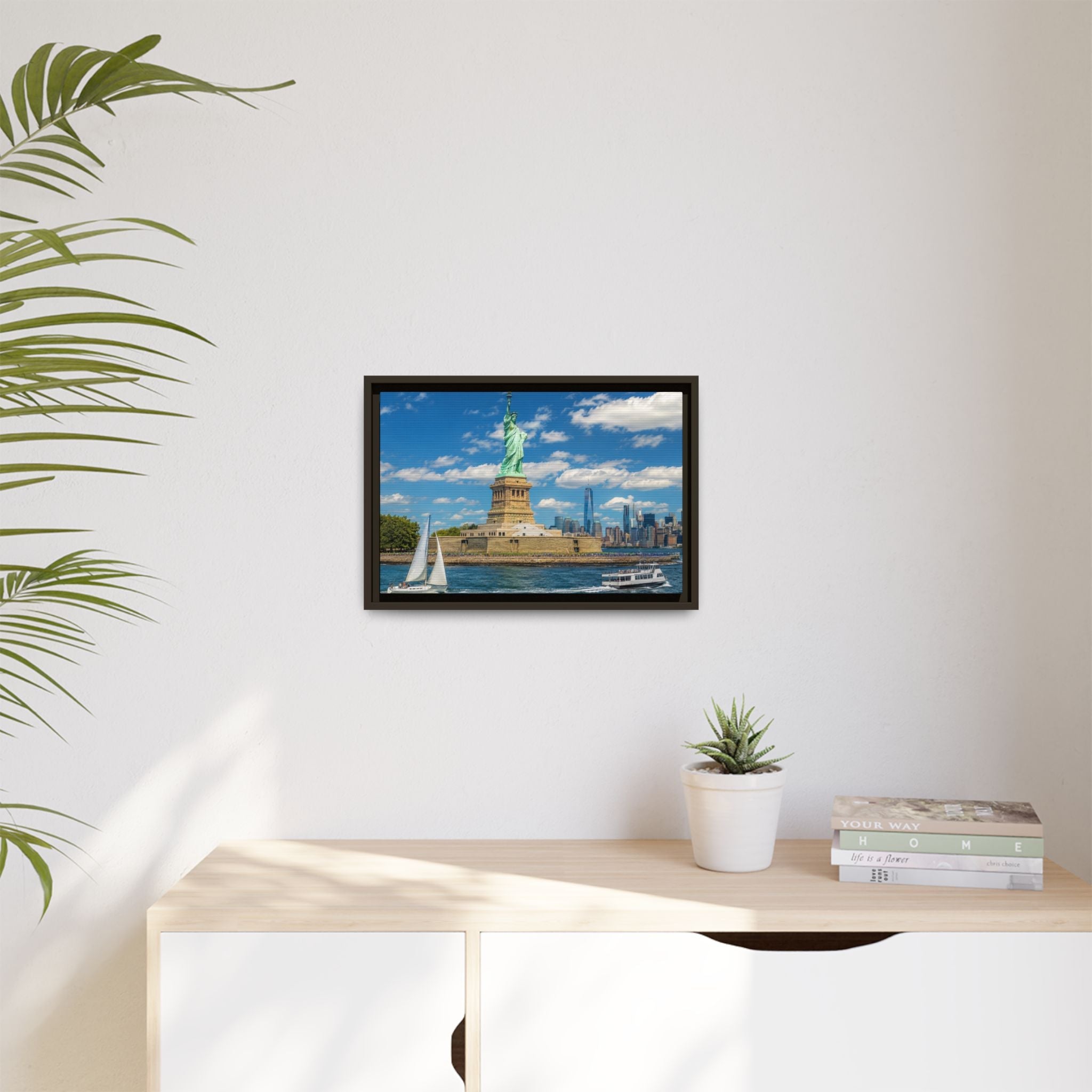Statue of Liberty Matte Framed Canvas Print — New York City Landmark Wall Art