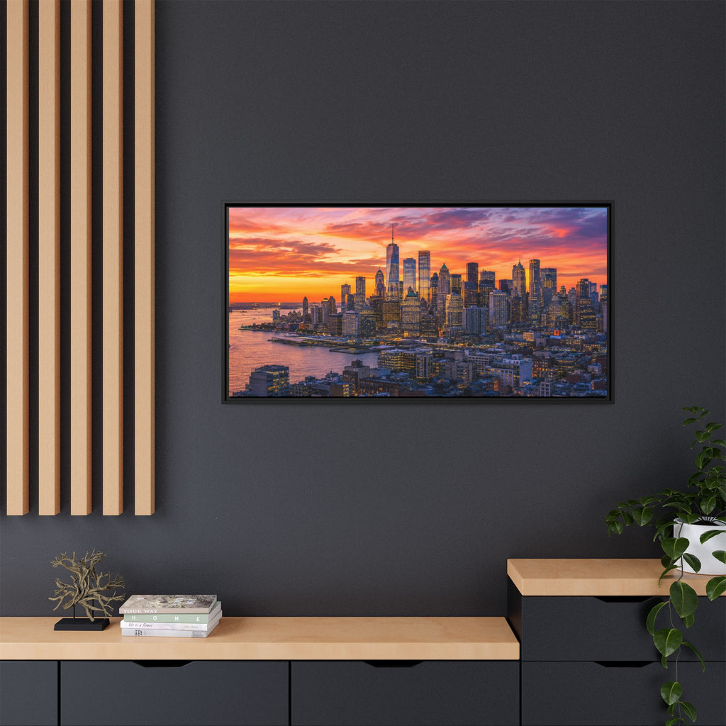 New York City Stunning — Vibrant Skyline Sunset Canvas Wall Art