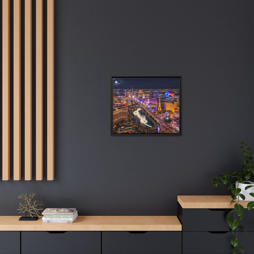 Las Vegas Night Skyline Framed Matte Canvas Print