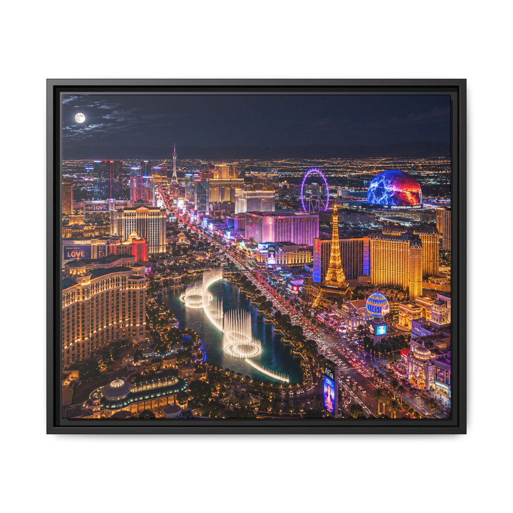 Las Vegas Night Skyline Framed Matte Canvas Print