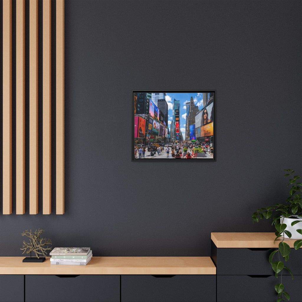 Times Square New York Matte Canvas Framed Wall Art — Vibrant Cityscape Photography