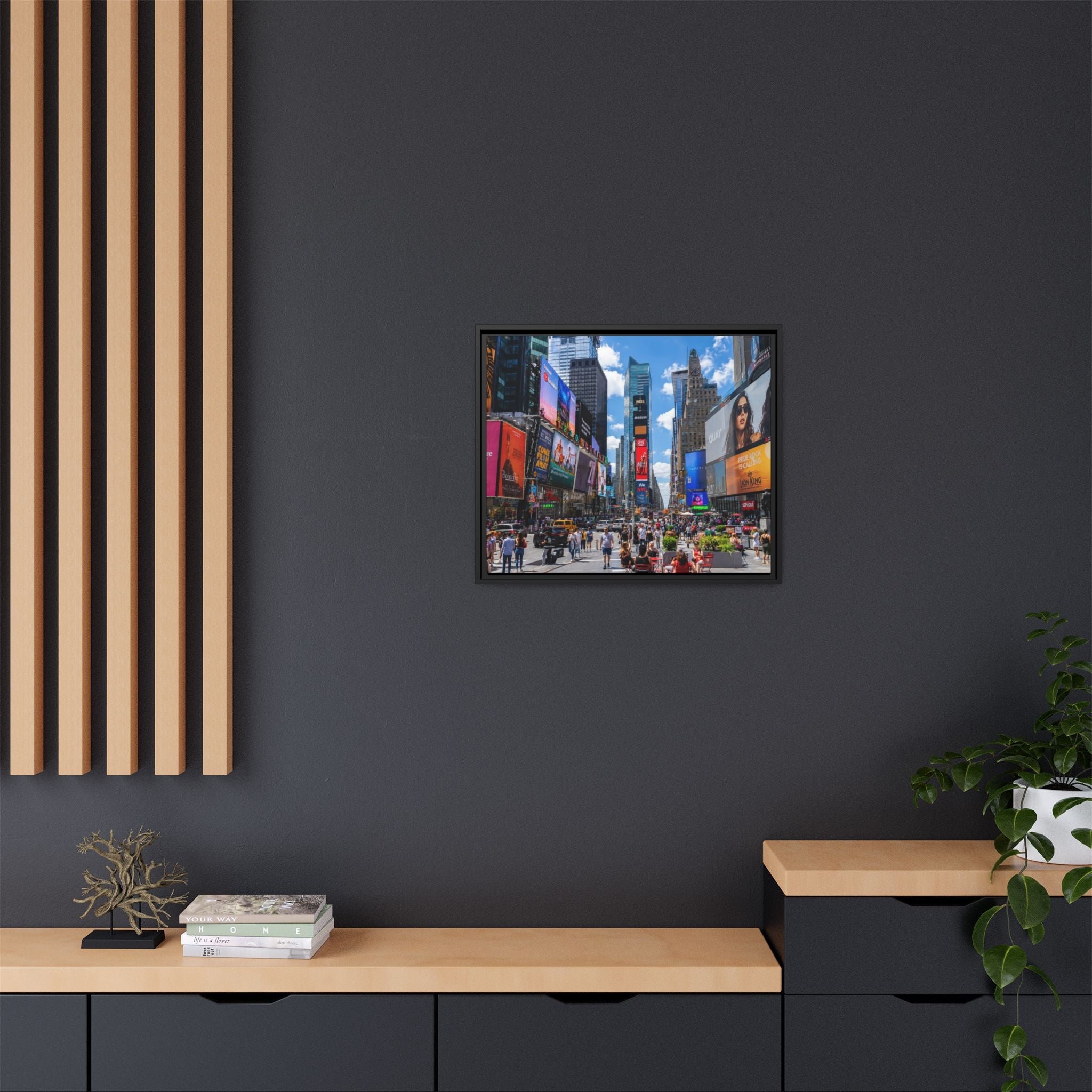 Times Square New York Matte Canvas Framed Wall Art — Vibrant Cityscape Photography