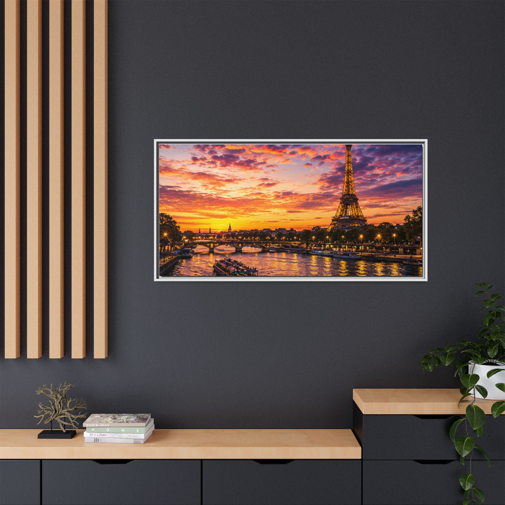 Paris Sunset Matte Canvas Wall Art - Framed - Stunning Picture