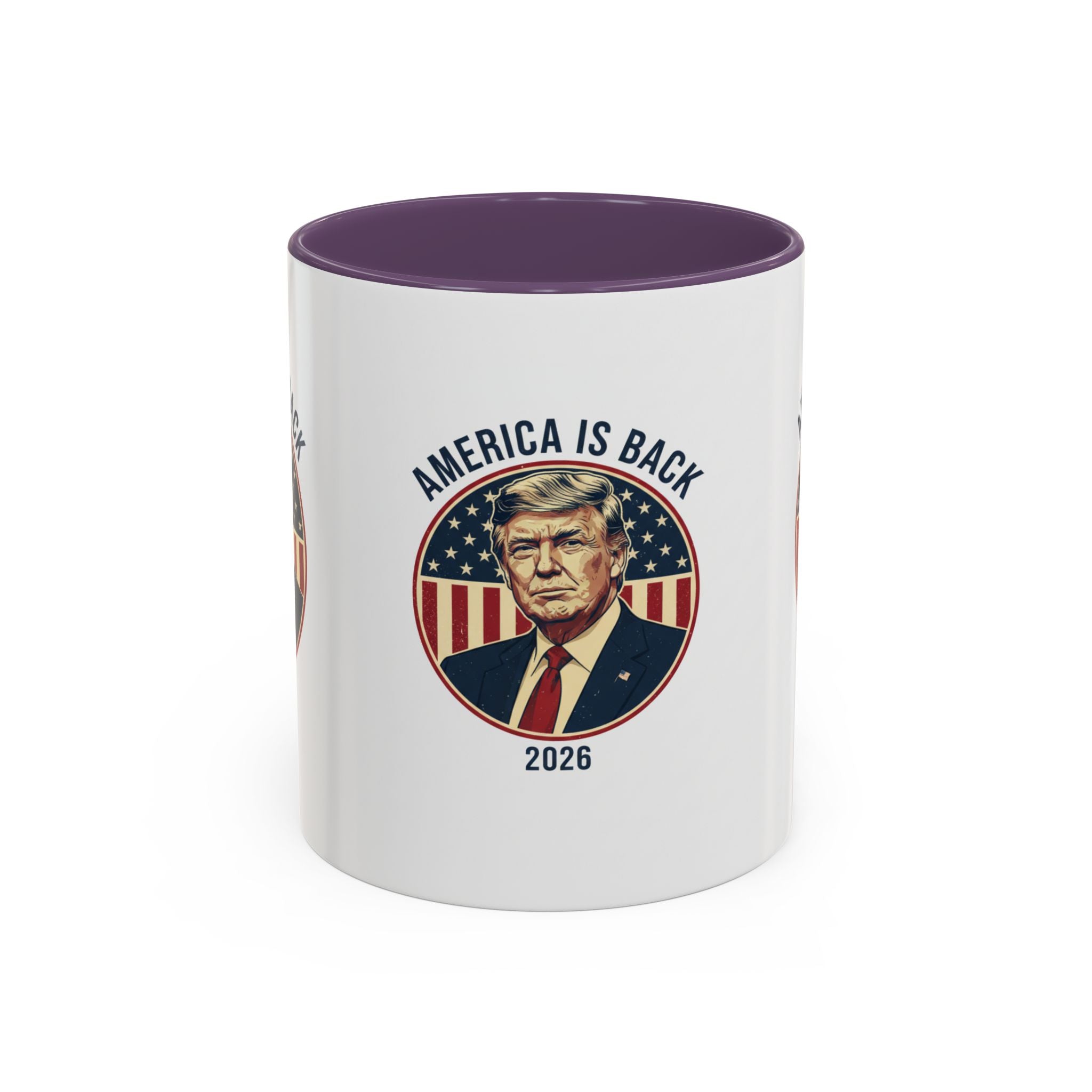 America Is Back 2026 Accent Coffee Mug — Patriotic Trump Campaign Ceramic Mug