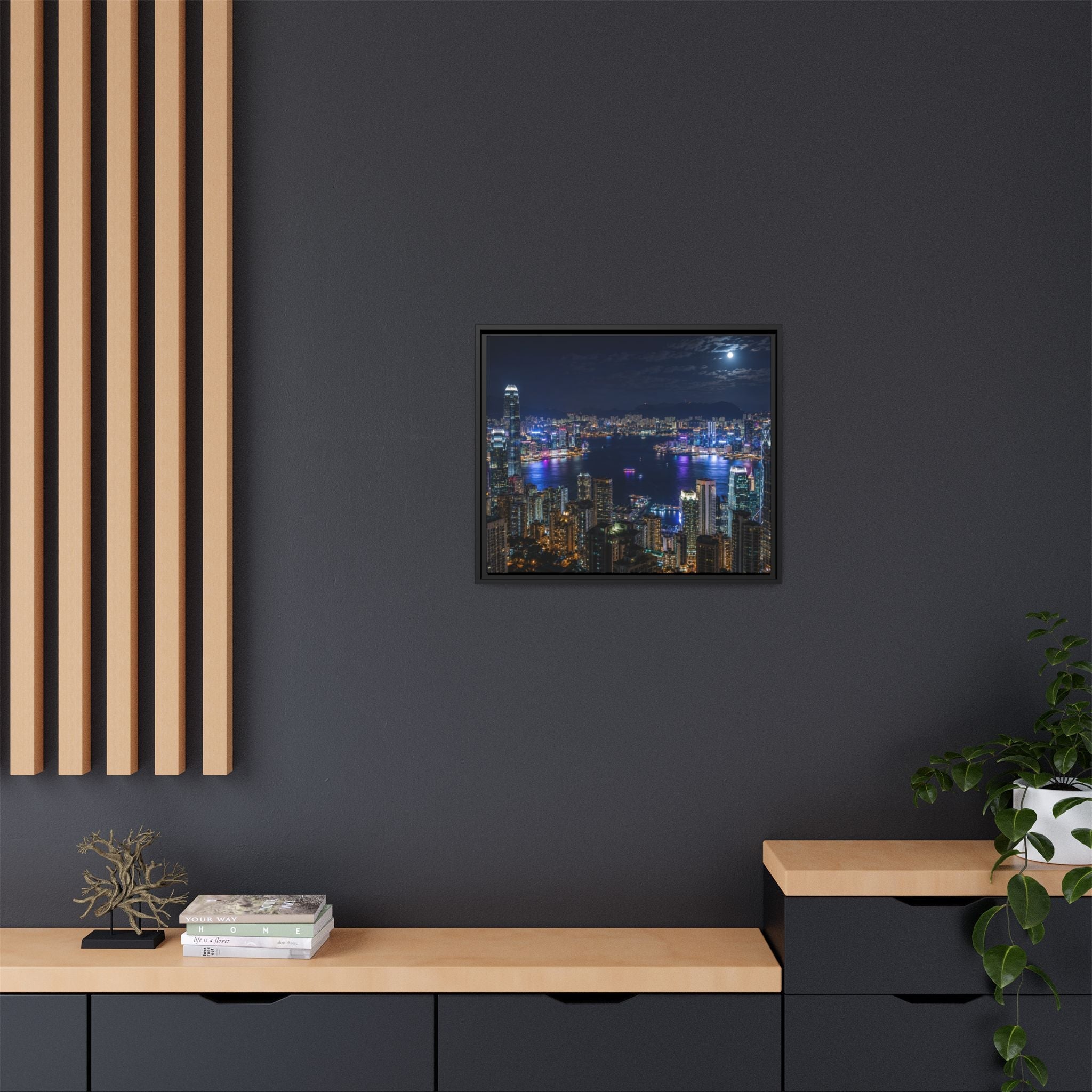 Hong Kong Night City Skape — Nighttime Harbor Skyline - stunning image