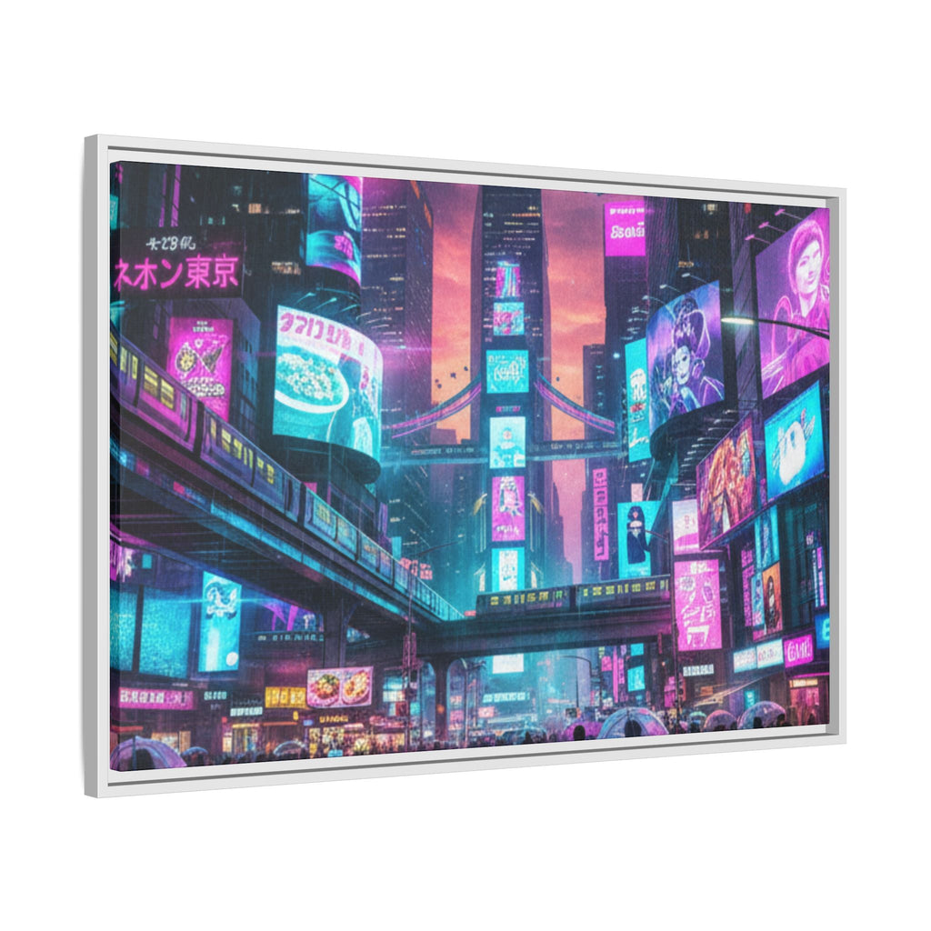 Bright Future Cityscape Vibrant Wall Art  — Framed Cyberpunk Wall Art