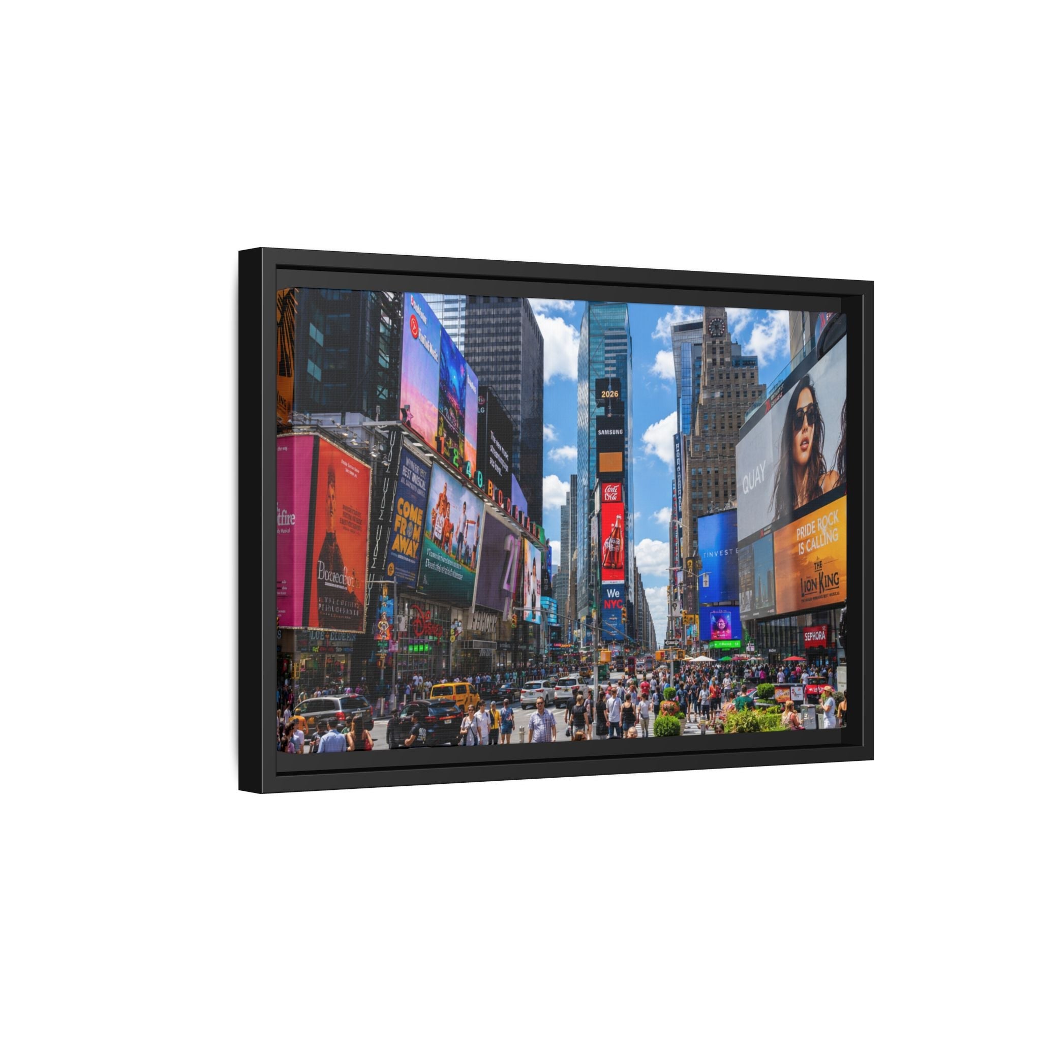 Times Square New York Matte Canvas Framed Wall Art — Vibrant Cityscape Photography