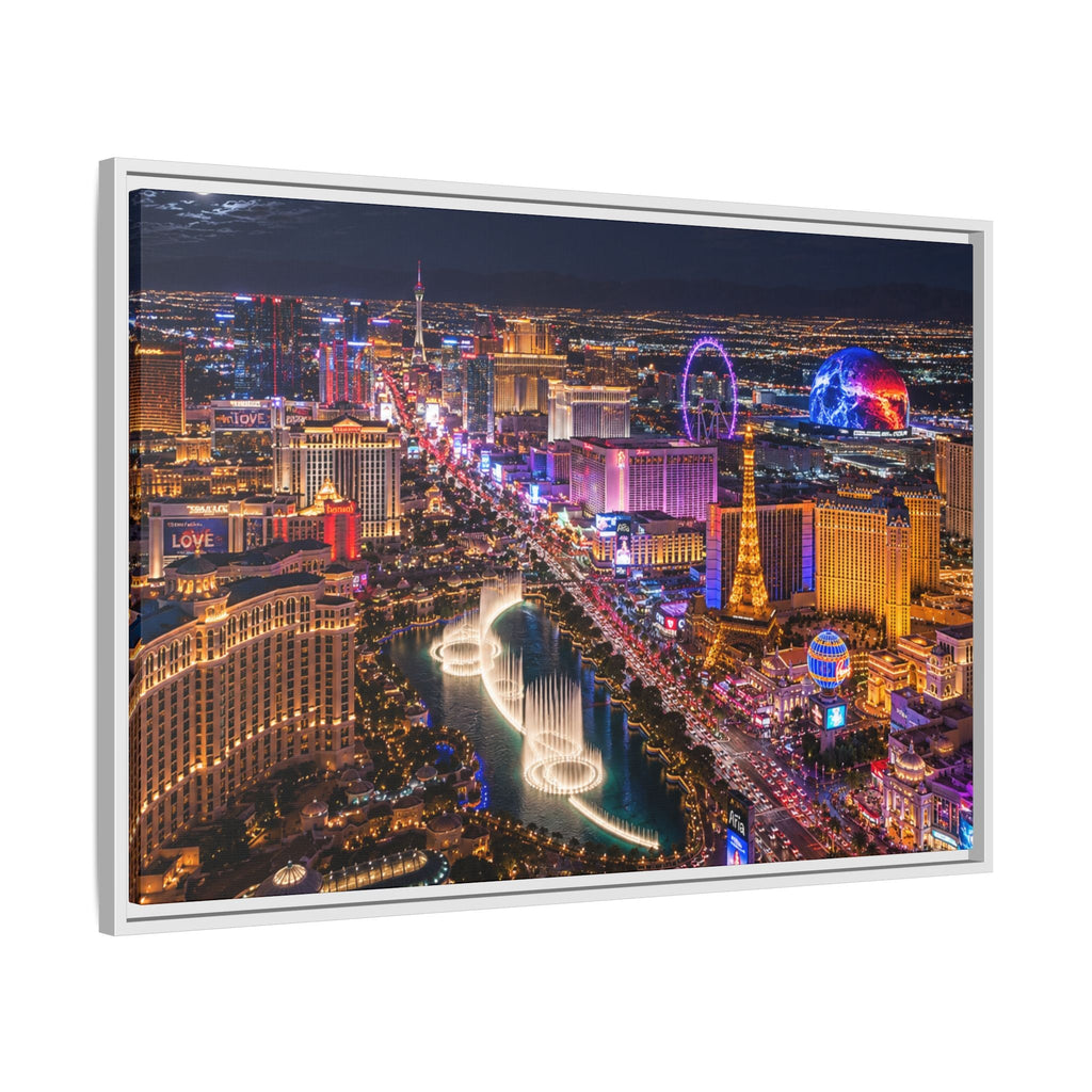 Las Vegas Night Skyline Framed Matte Canvas Print