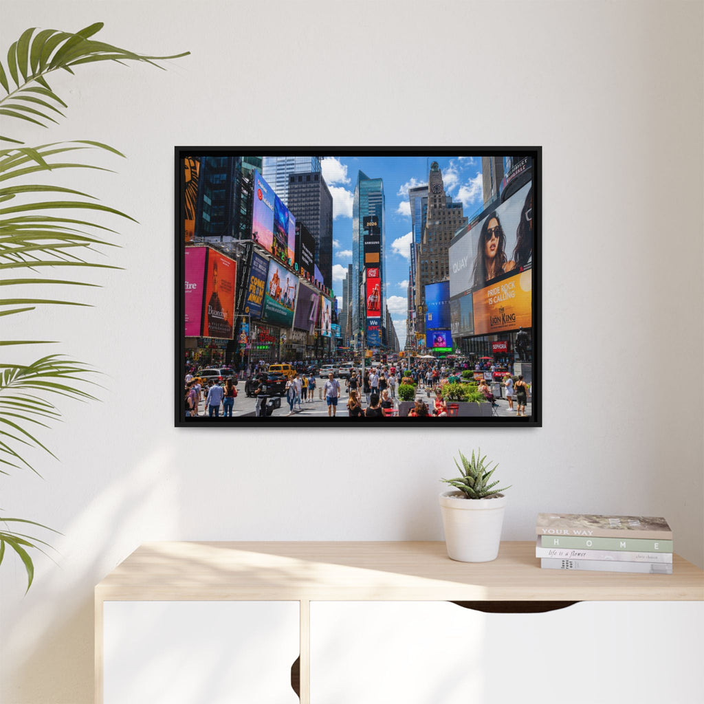 Times Square New York Matte Canvas Framed Wall Art — Vibrant Cityscape Photography
