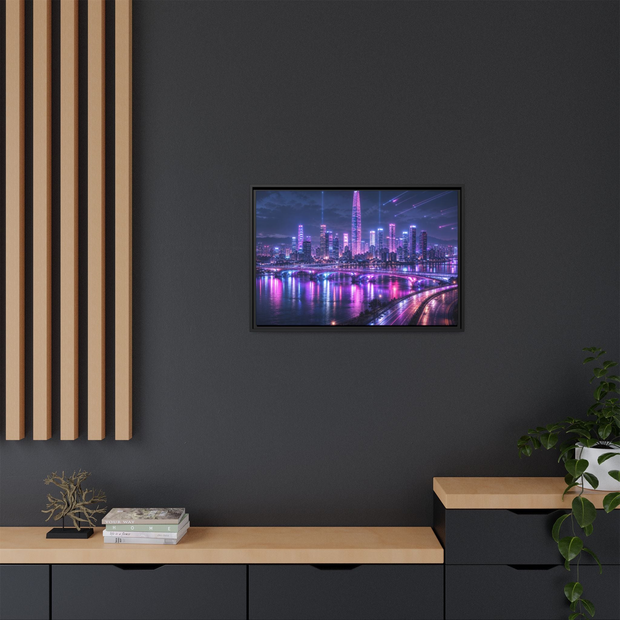 Seoul Night Skyline Canvas Wall Art Print Ready to Hang