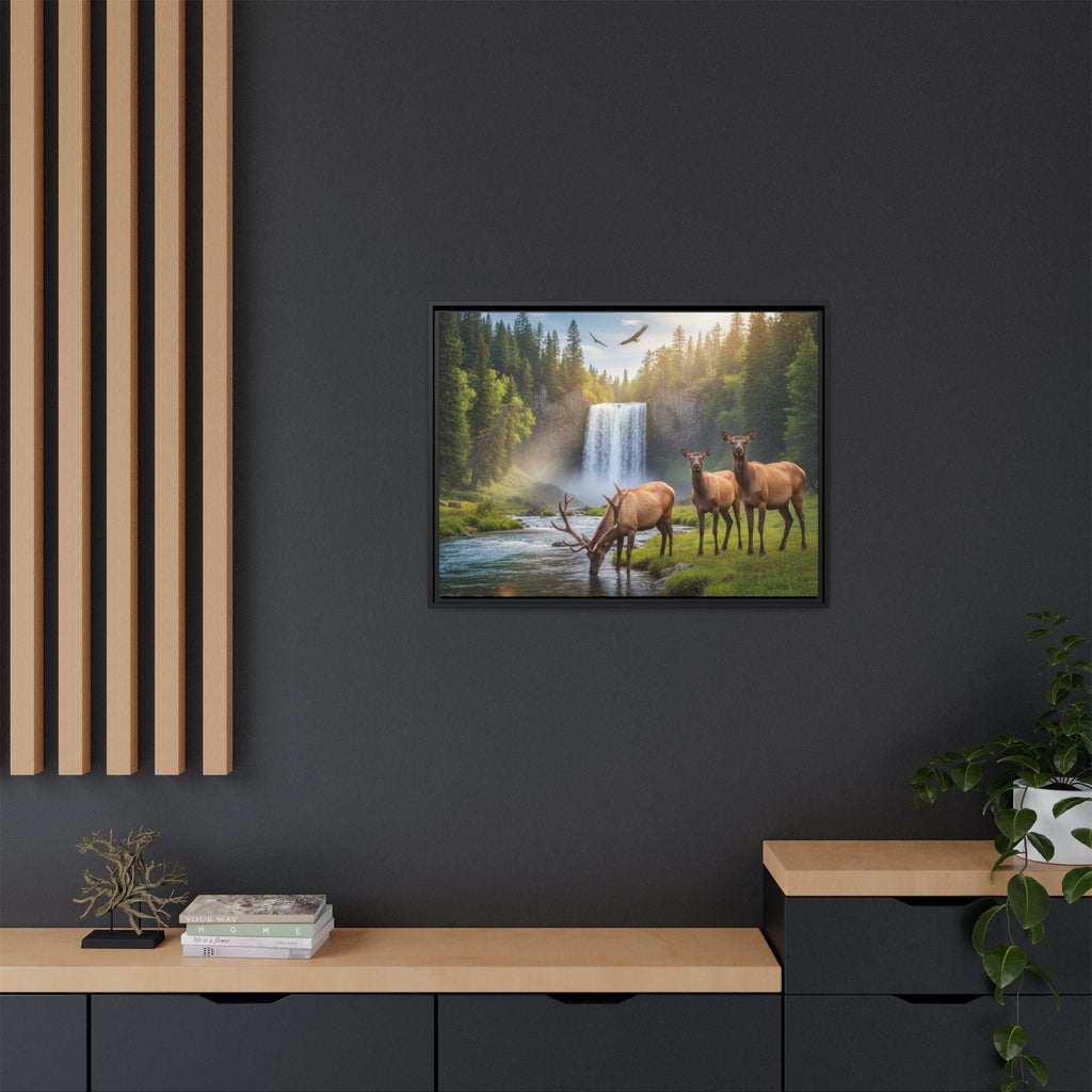 Elk Forest Landscape Wall Art - Eagles Flying - Stunning