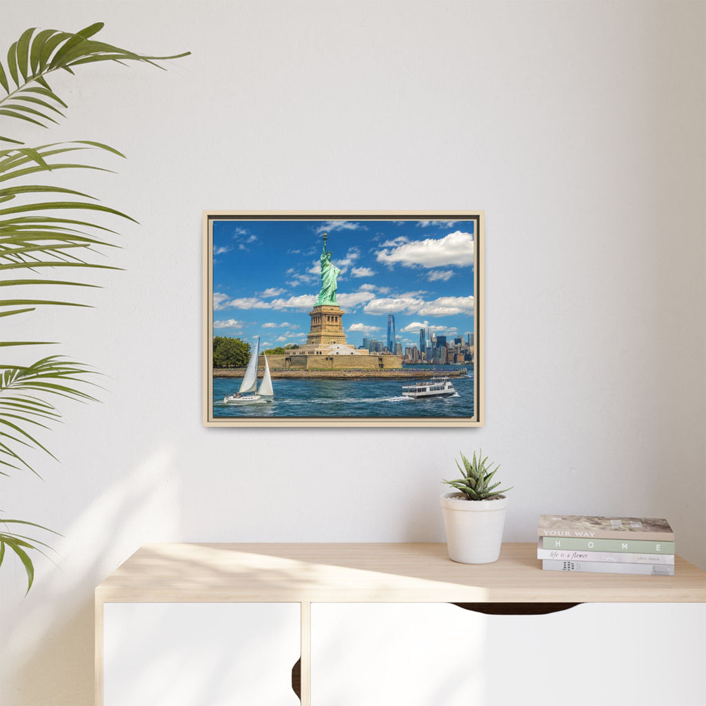 Statue of Liberty Matte Framed Canvas Print — New York City Landmark Wall Art