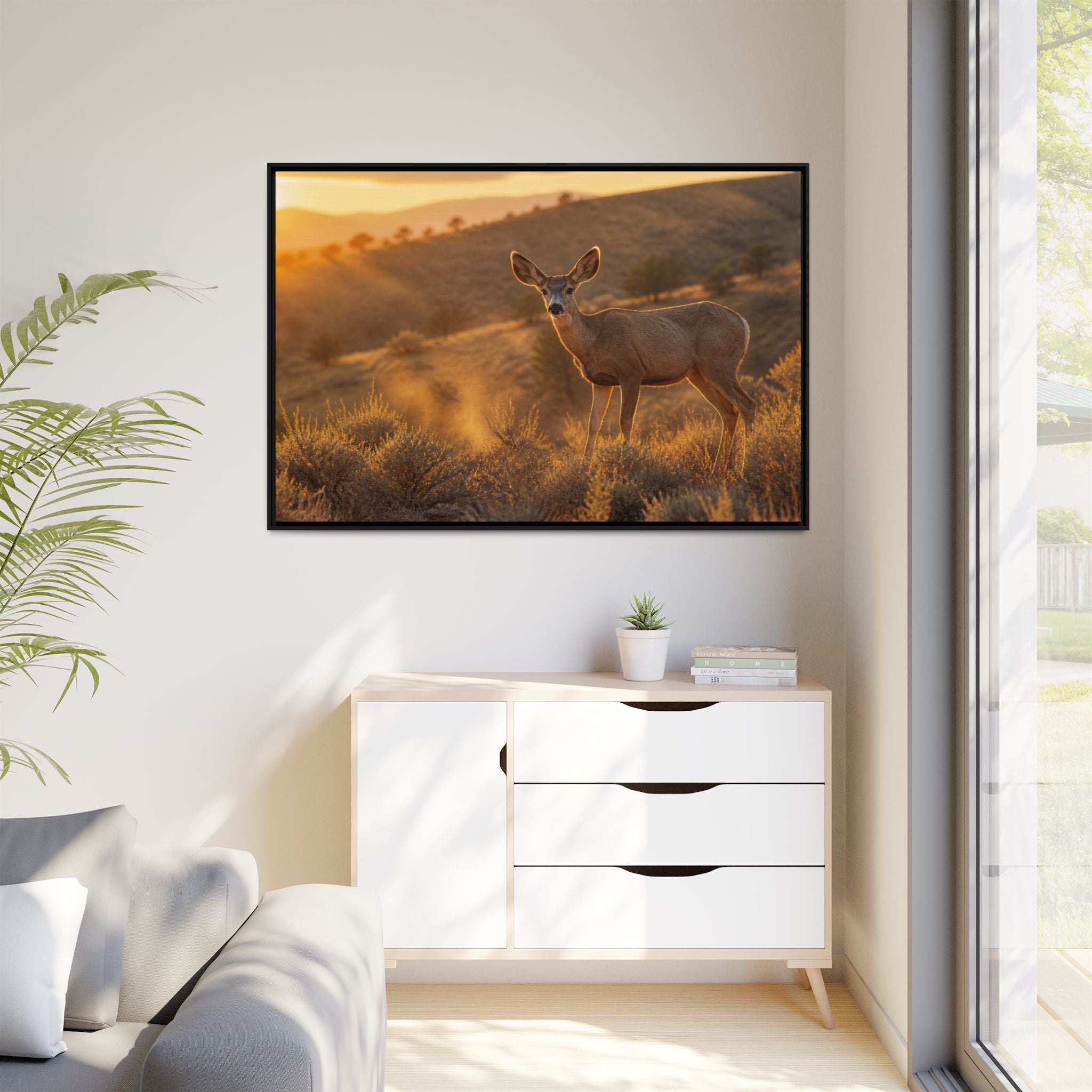 Mule Deer Golden Hour Canvas Wall Art Print Ready to Hang