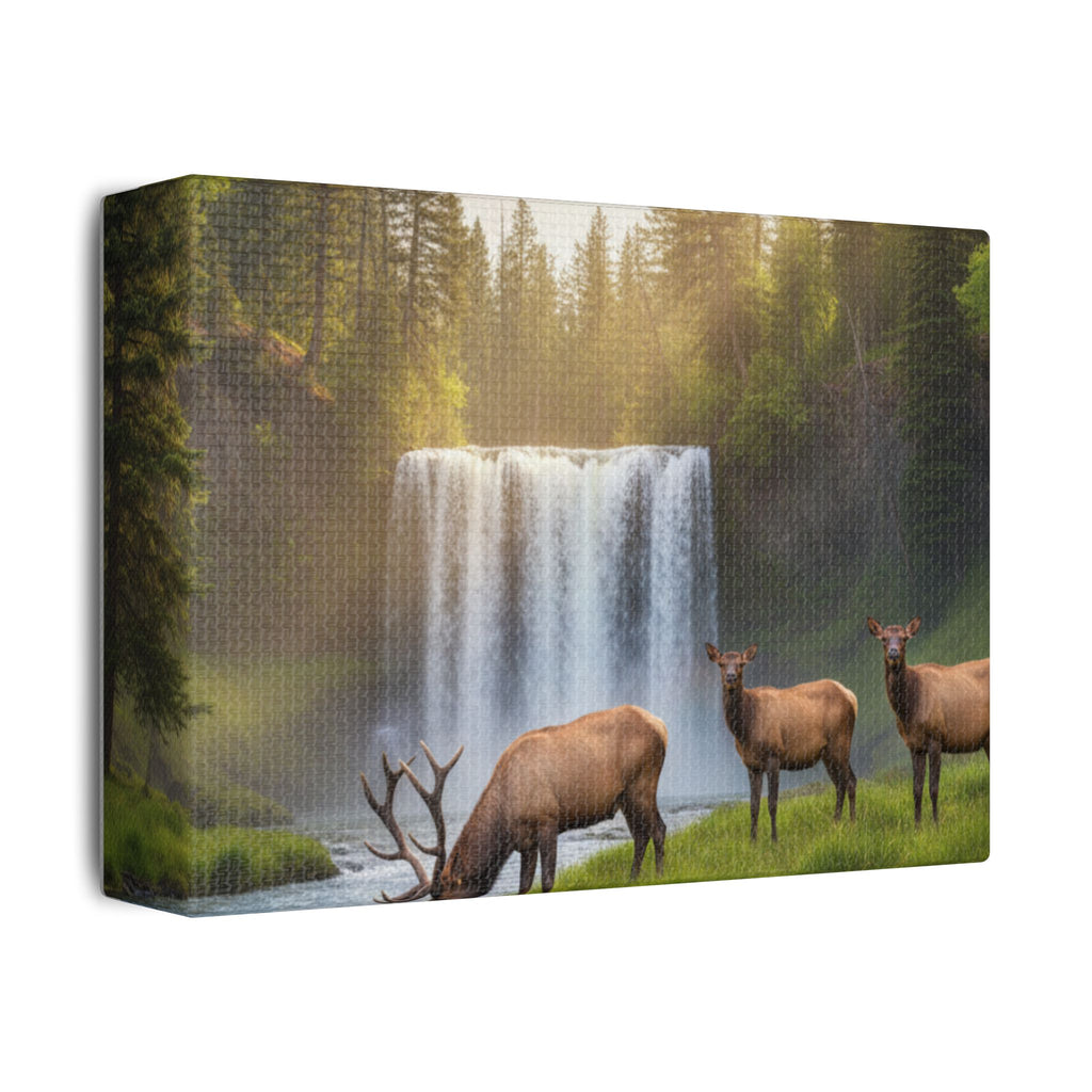 Waterfall Elk Canvas