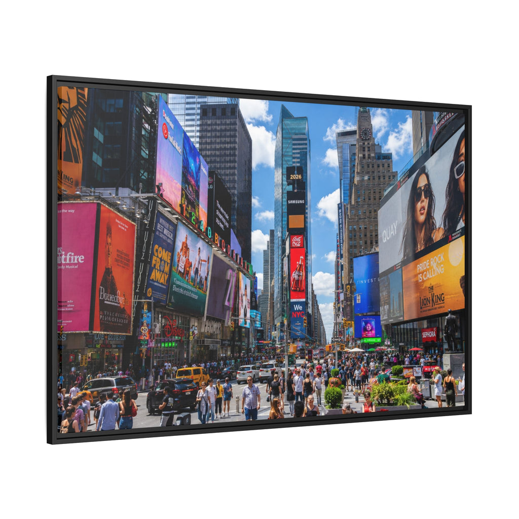 Times Square New York Matte Canvas Framed Wall Art — Vibrant Cityscape Photography