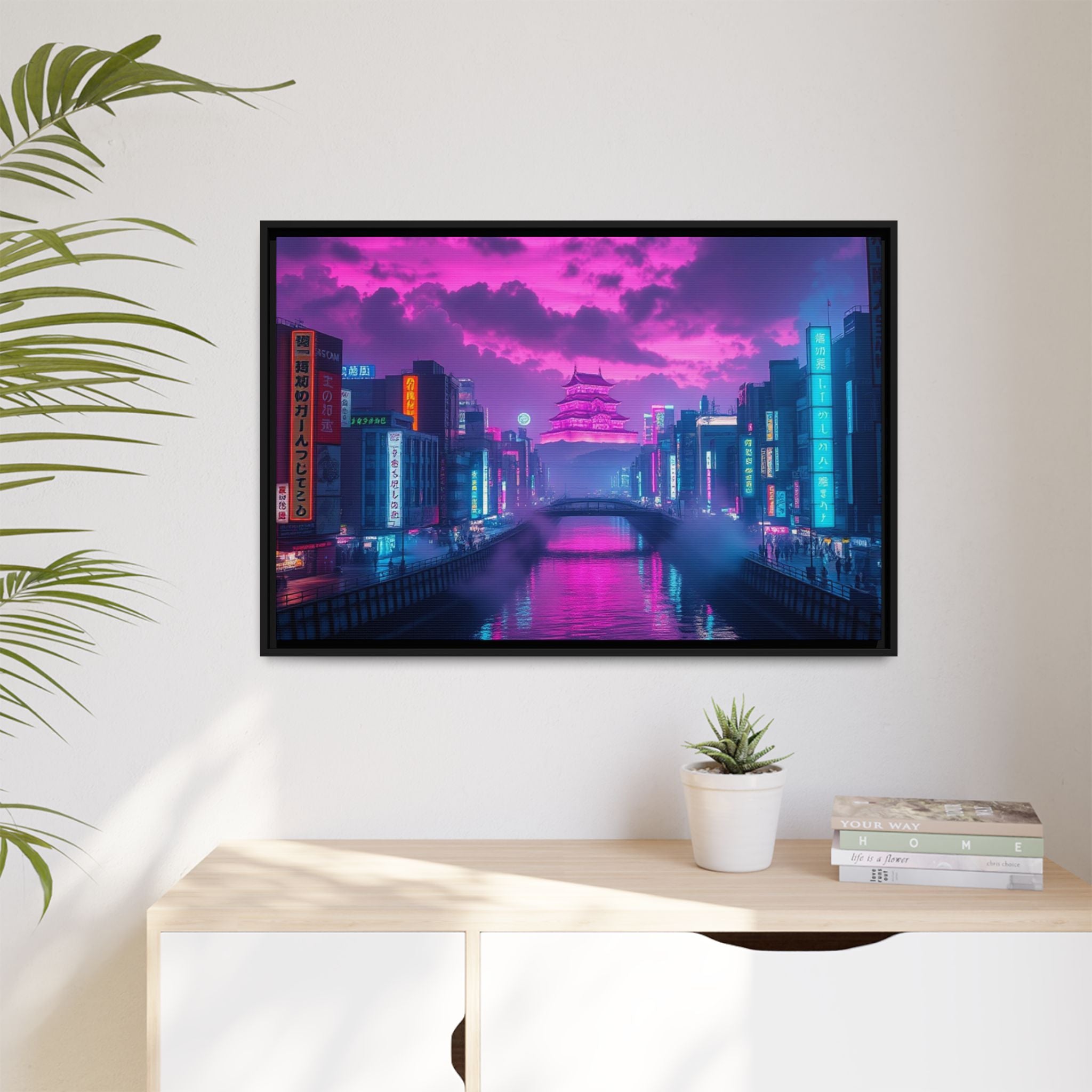 Osaka Neon Night Canvas Wall Art Print Ready to Hang