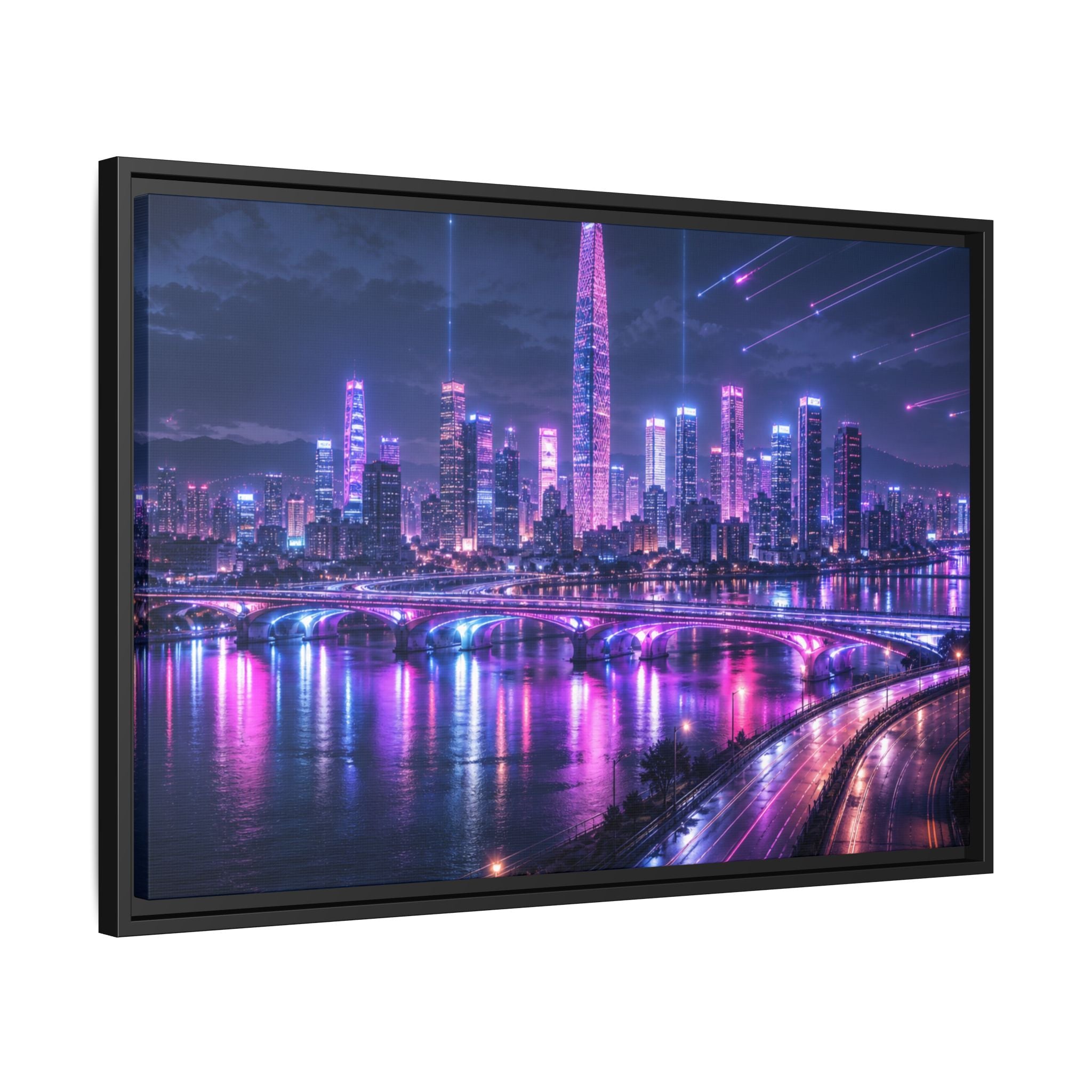 Seoul Night Skyline Canvas Wall Art Print Ready to Hang
