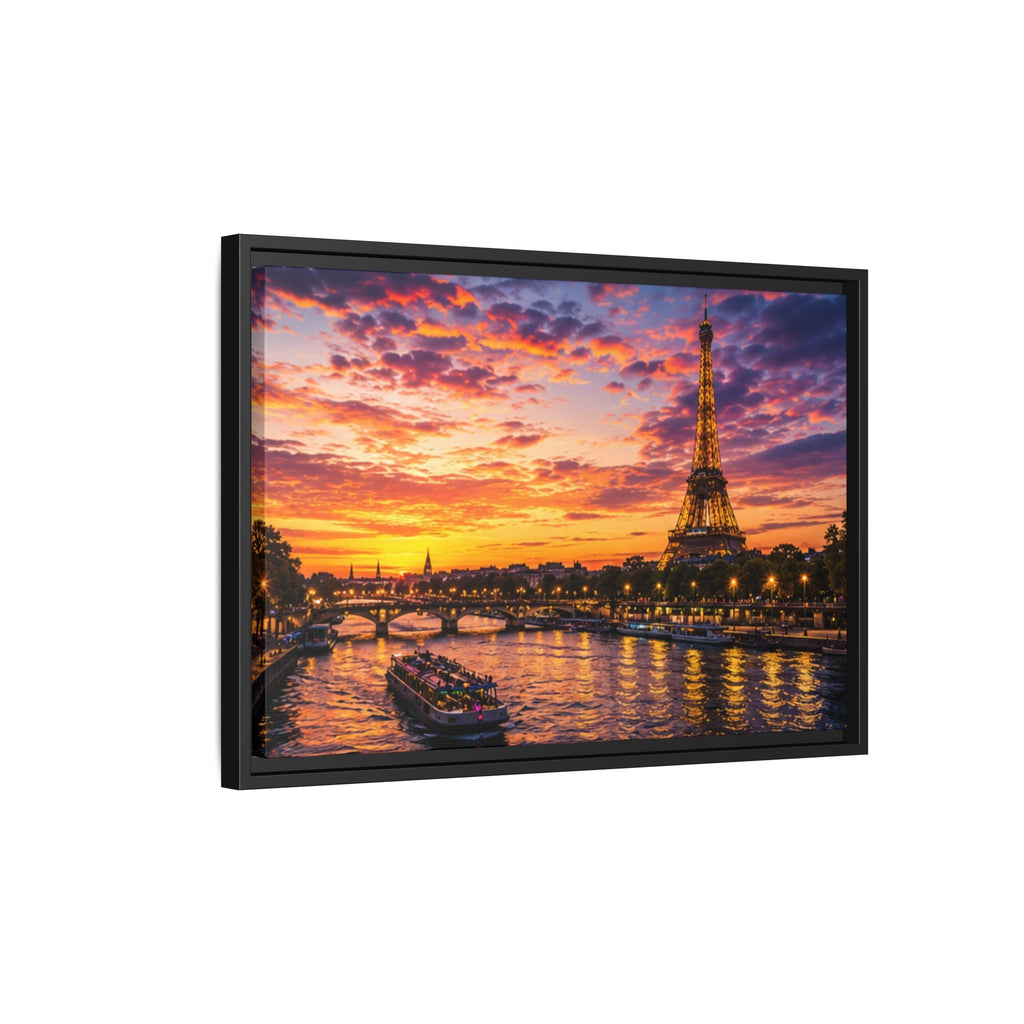 Paris Sunset Matte Canvas Wall Art - Framed - Stunning Picture