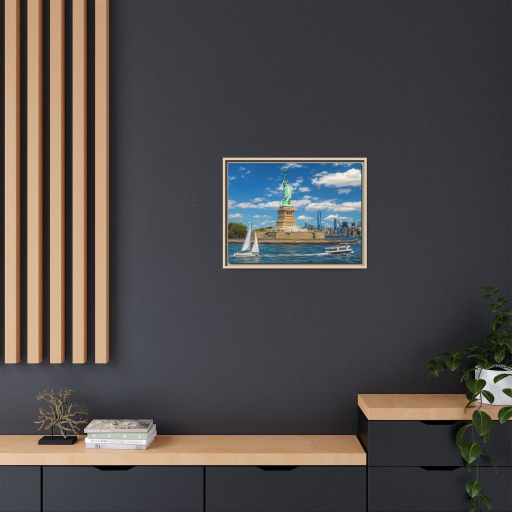 Statue of Liberty Matte Framed Canvas Print — New York City Landmark Wall Art
