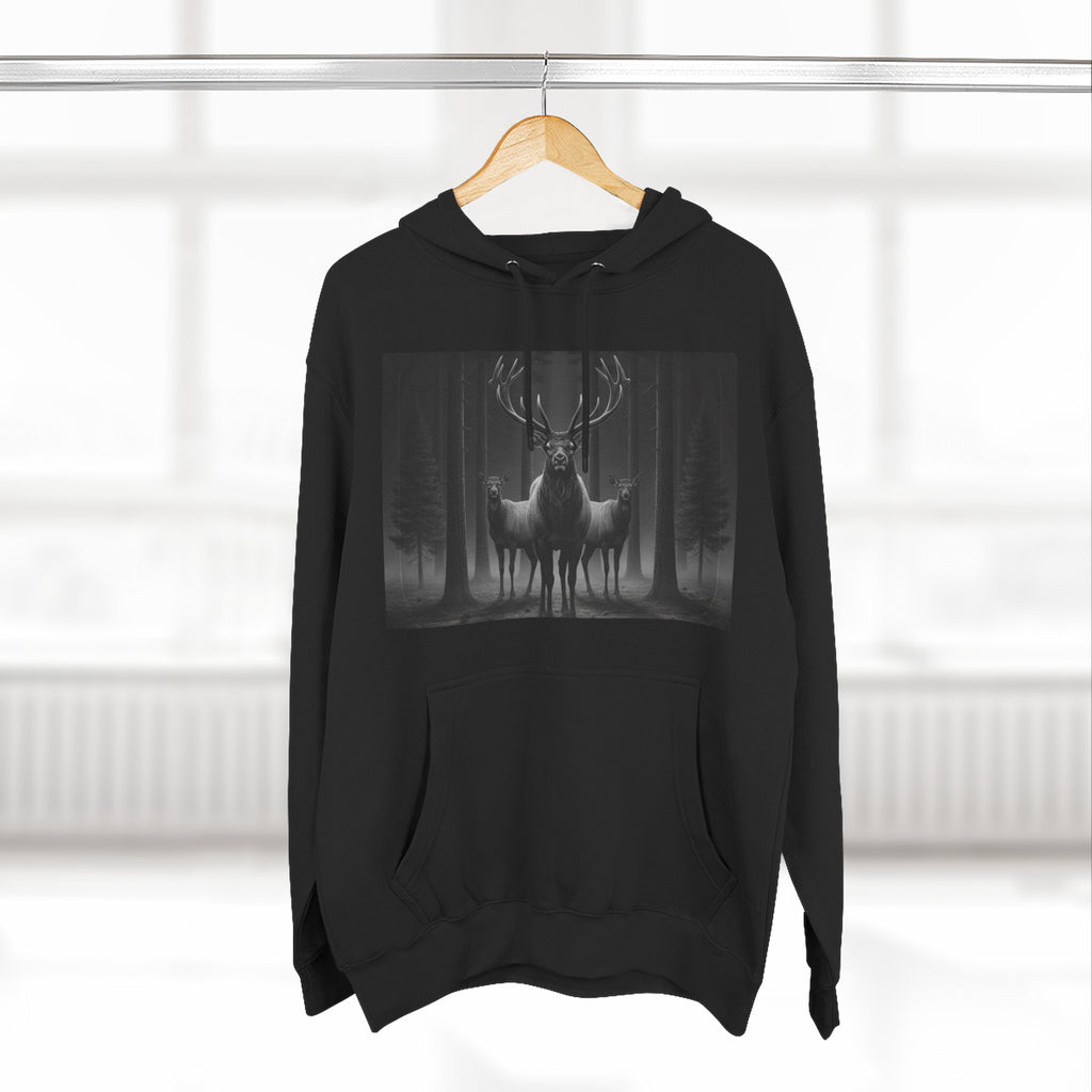 Mystic Stag Hoodie — Dark Forest Elk Trio Graphic Fleece