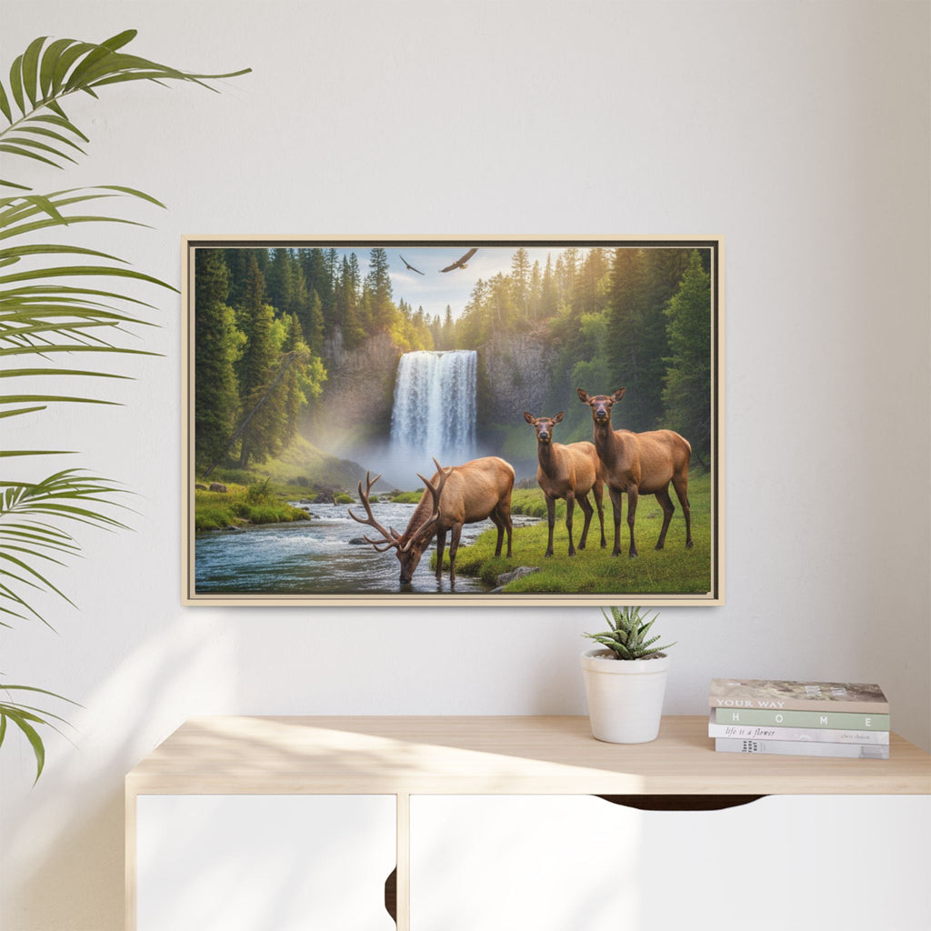 Elk Forest Landscape Wall Art - Eagles Flying - Stunning