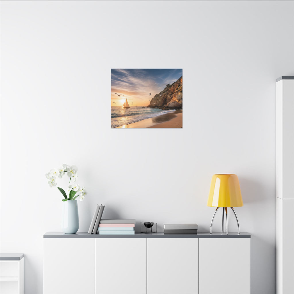 Seaside Sunset Sail Canvas