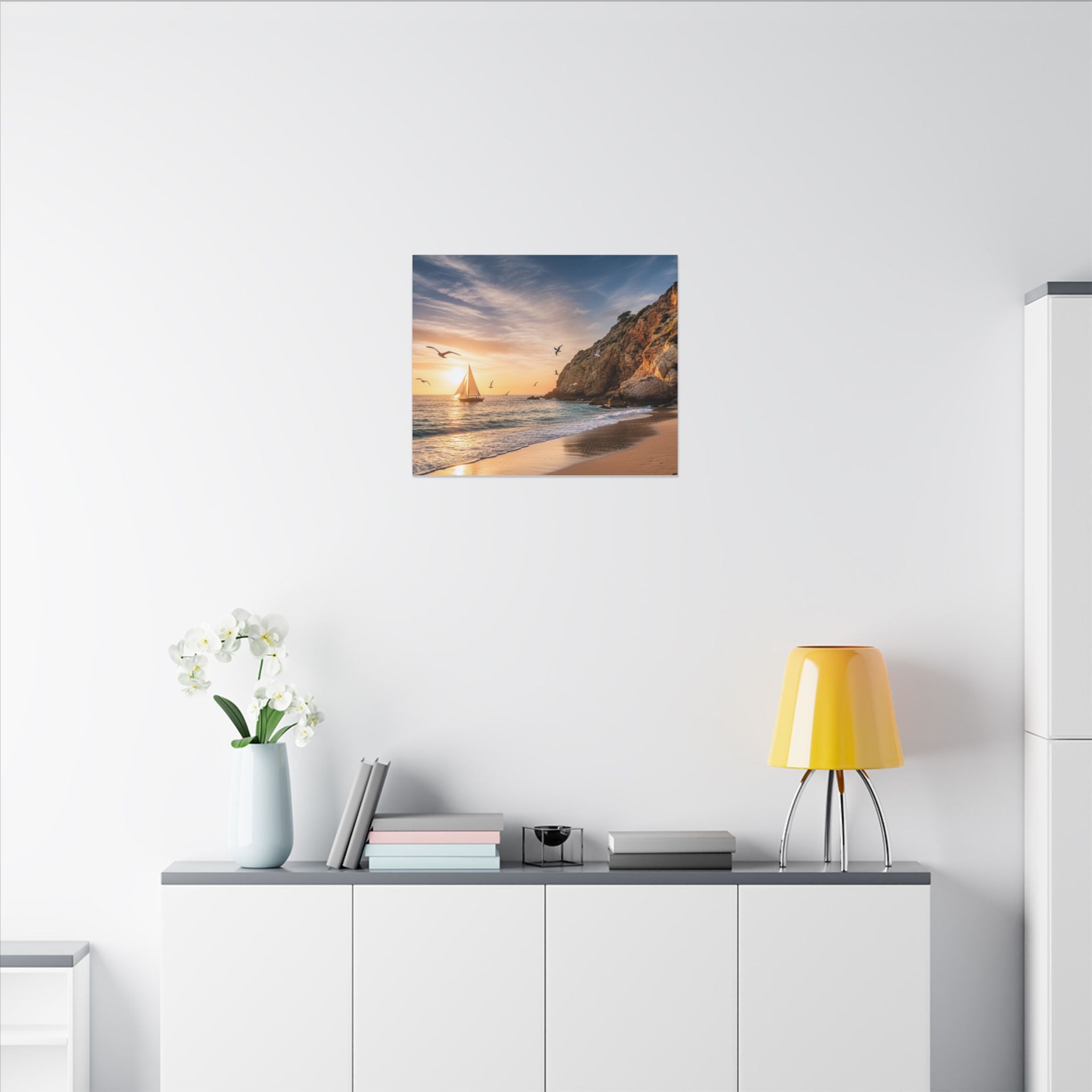 Seaside Sunset Sail Canvas