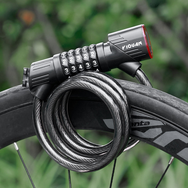 5-Digit Password Bike Lock with Safety Tail Light